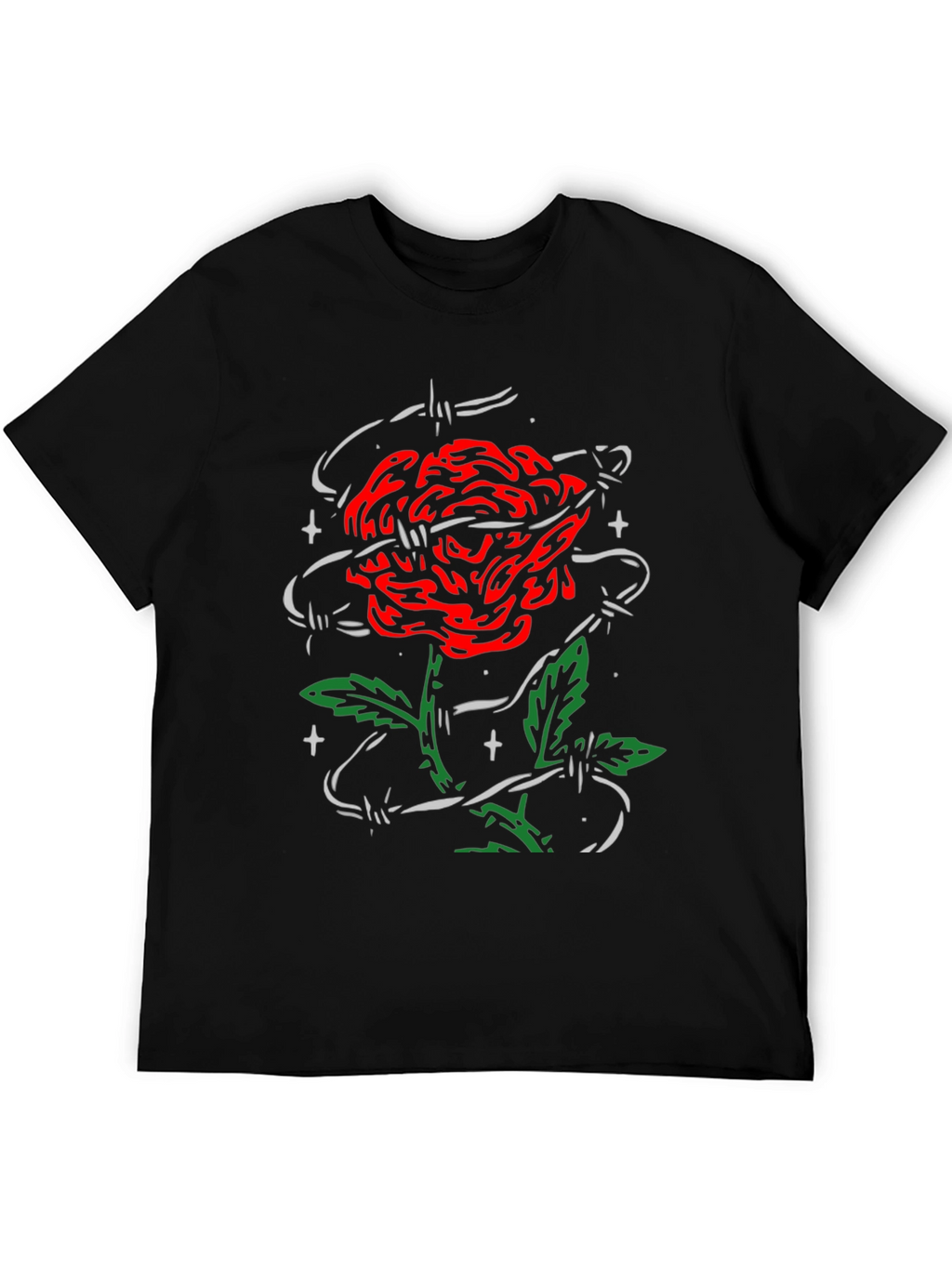 Rose and Barbed Wire Graphic Tee