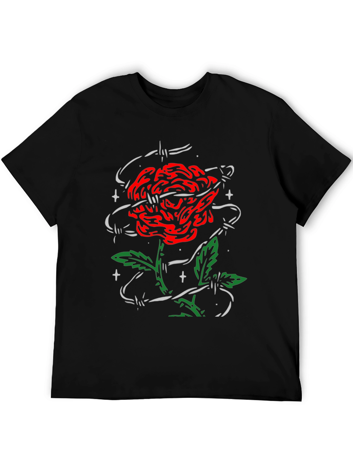 Rose and Barbed Wire Graphic Tee