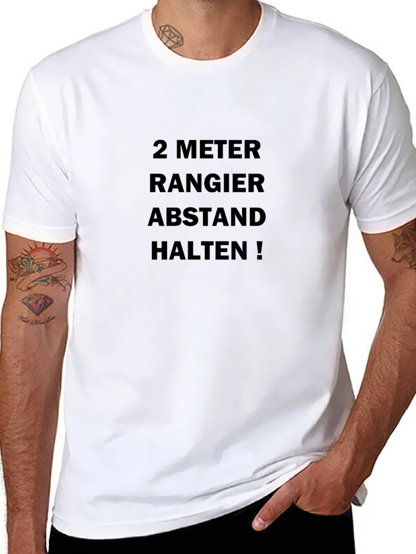 2 Meter Abstand Halten! Black T-Shirt