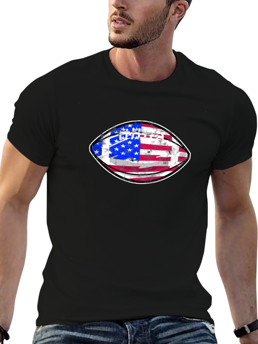 American Flag Football Graphic Tee
