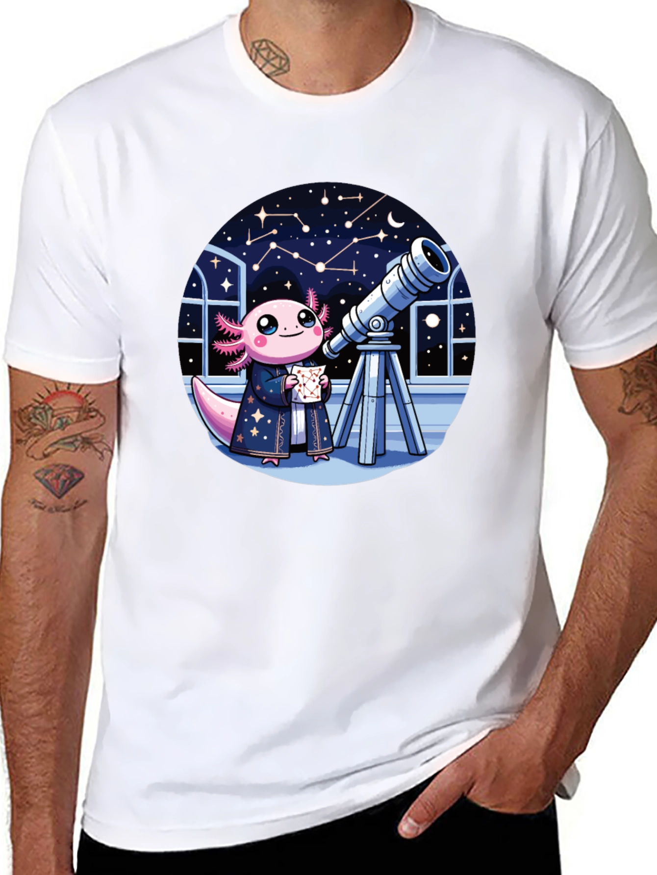 Axolotl Astronomer T-Shirt - Cute Space Tee