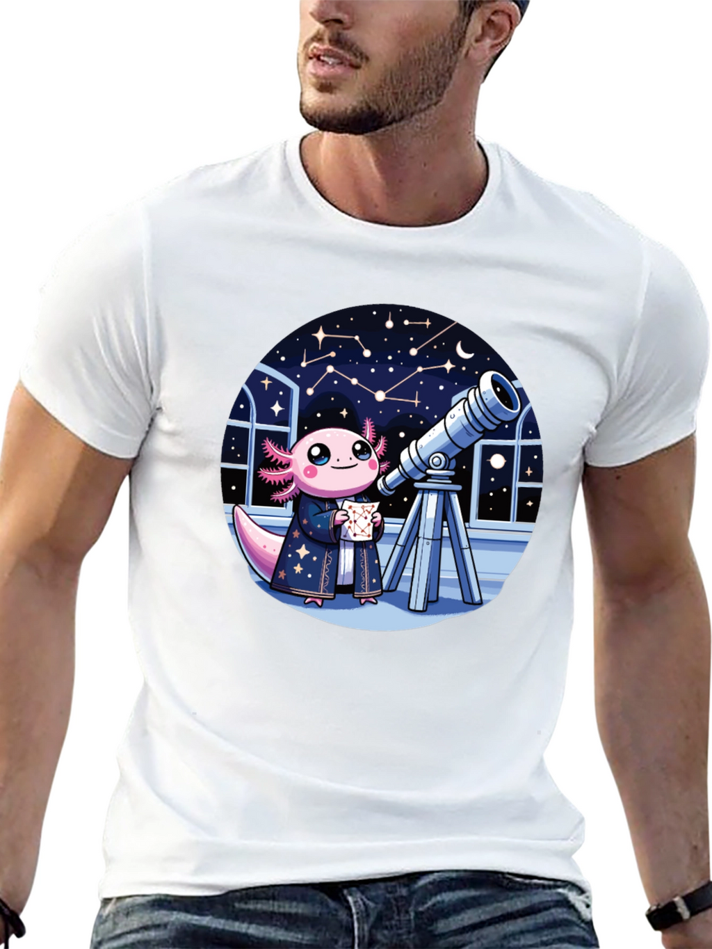 Axolotl Astronomer T-Shirt - Cute Space Tee