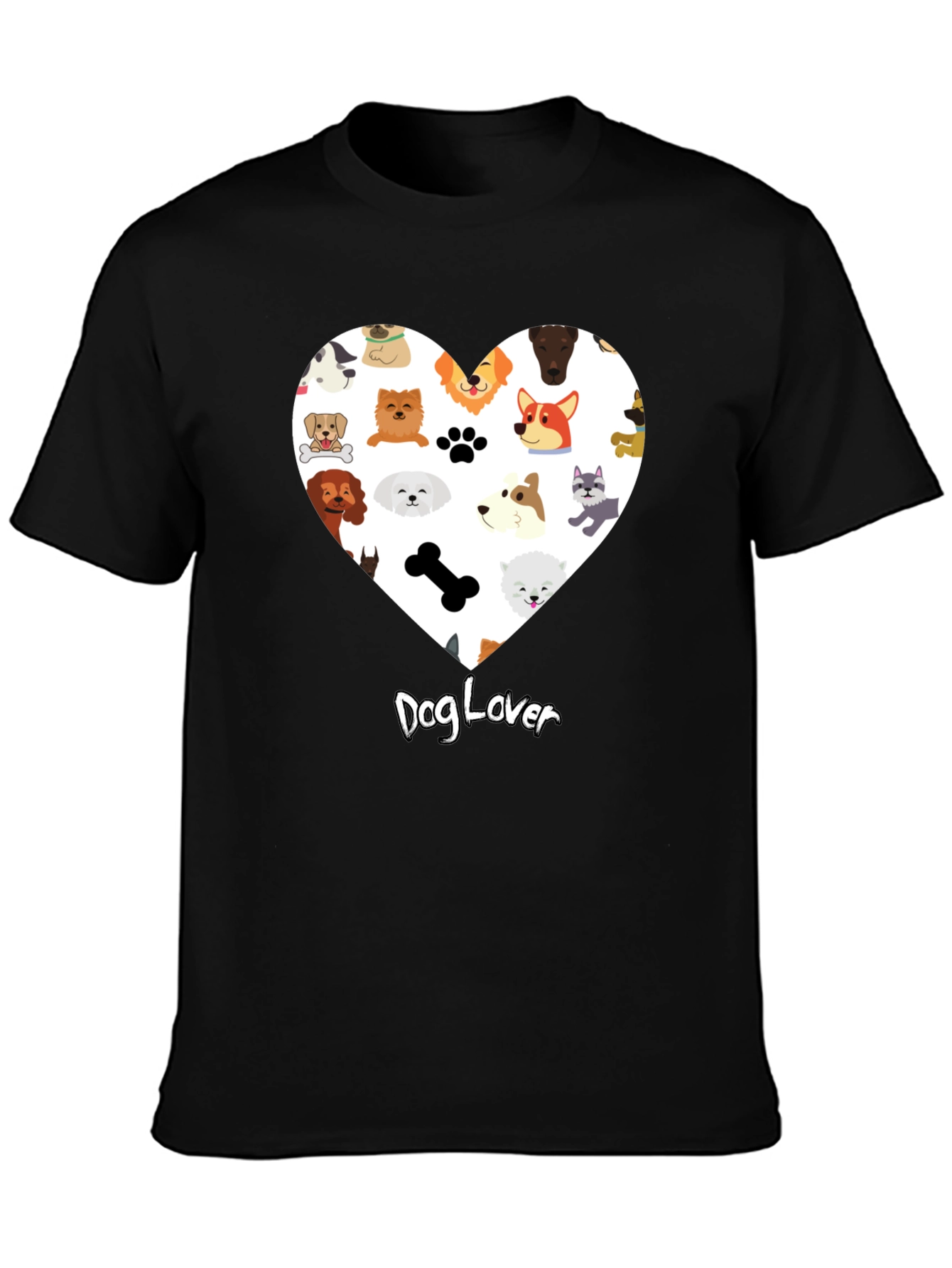 Dog Lover Graphic T-Shirt - Cute Dog Breed Heart Design