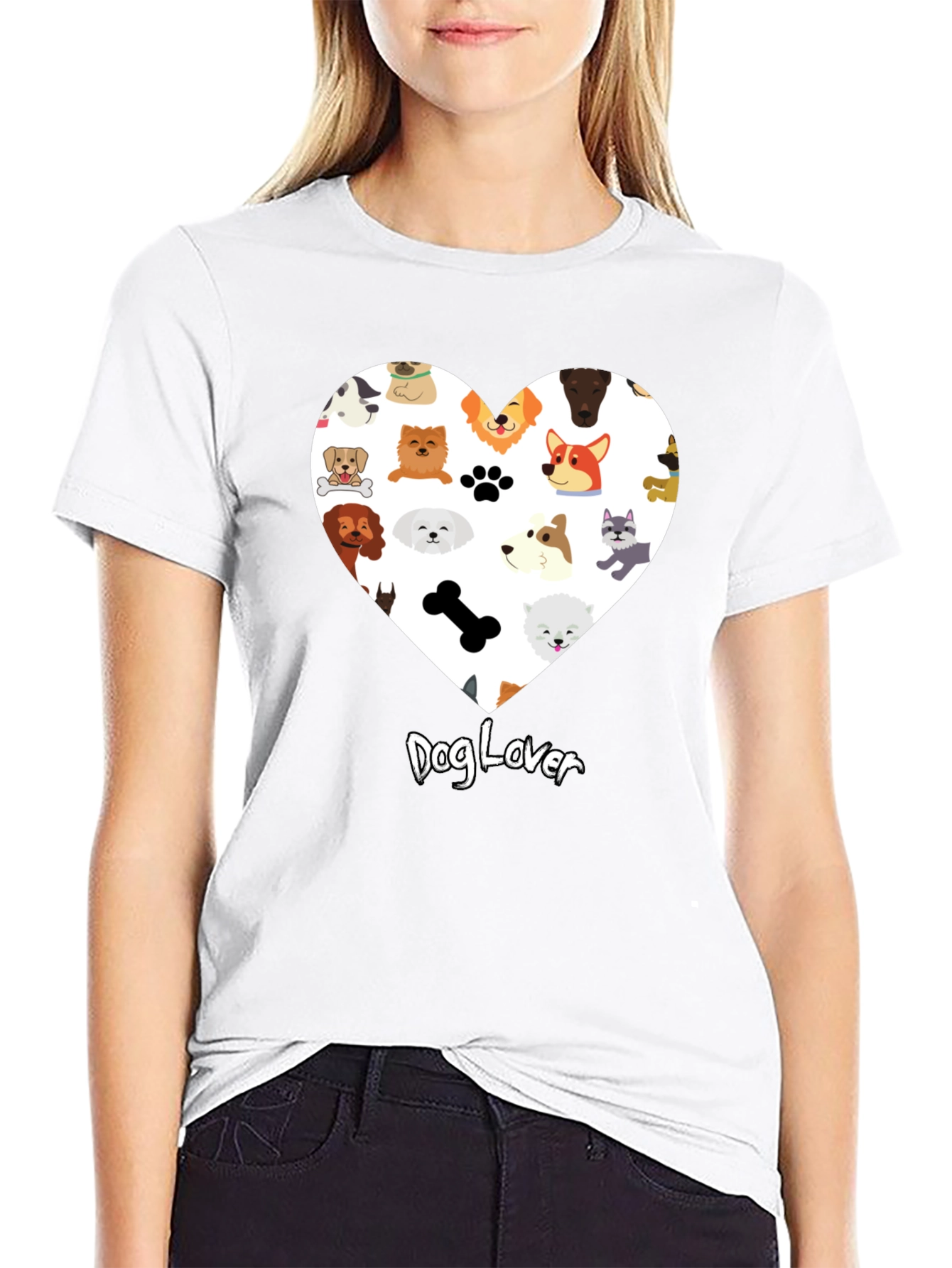 Dog Lover Graphic T-Shirt - Cute Dog Breed Heart Design