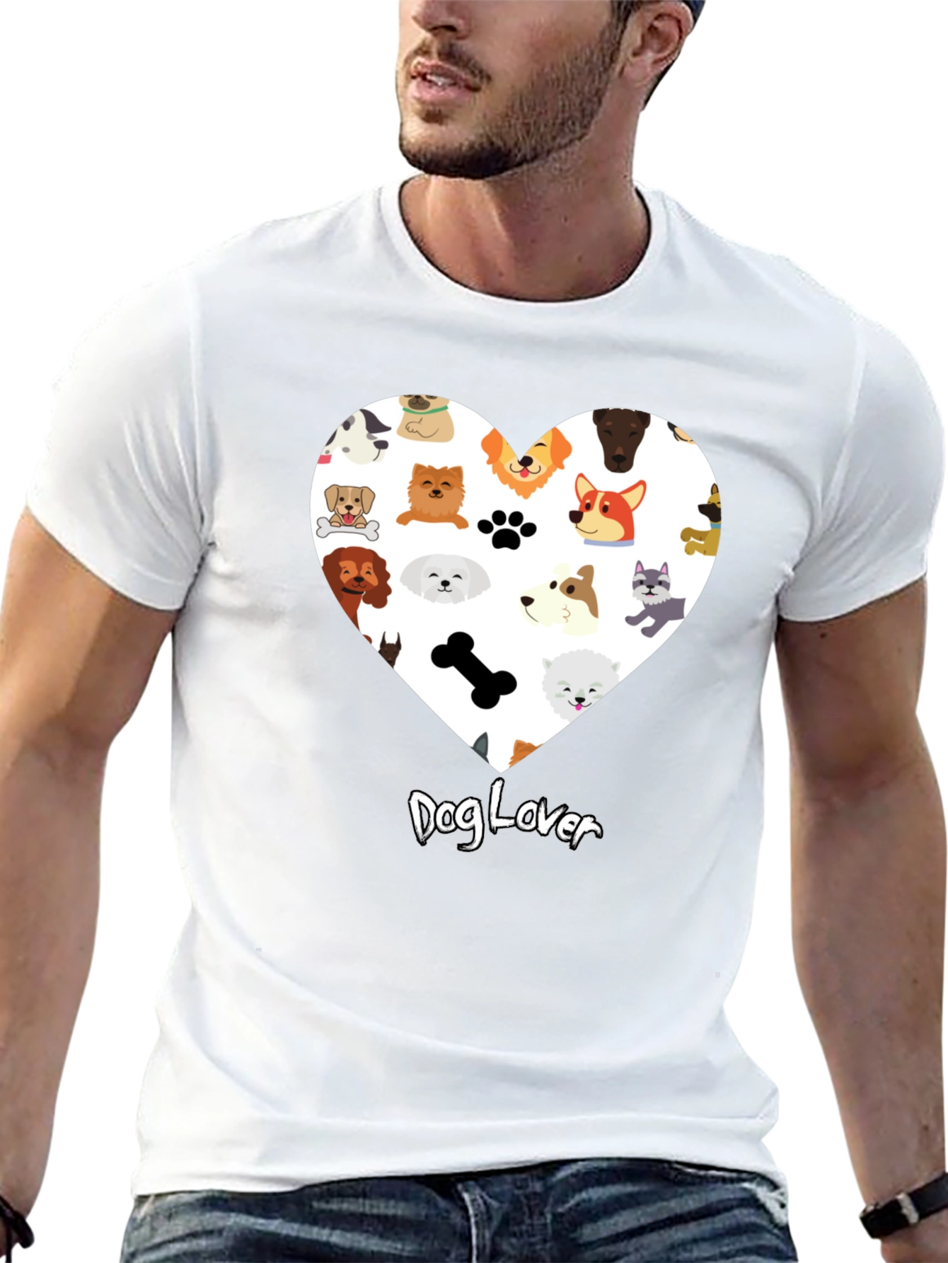 Dog Lover Graphic T-Shirt - Cute Dog Breed Heart Design