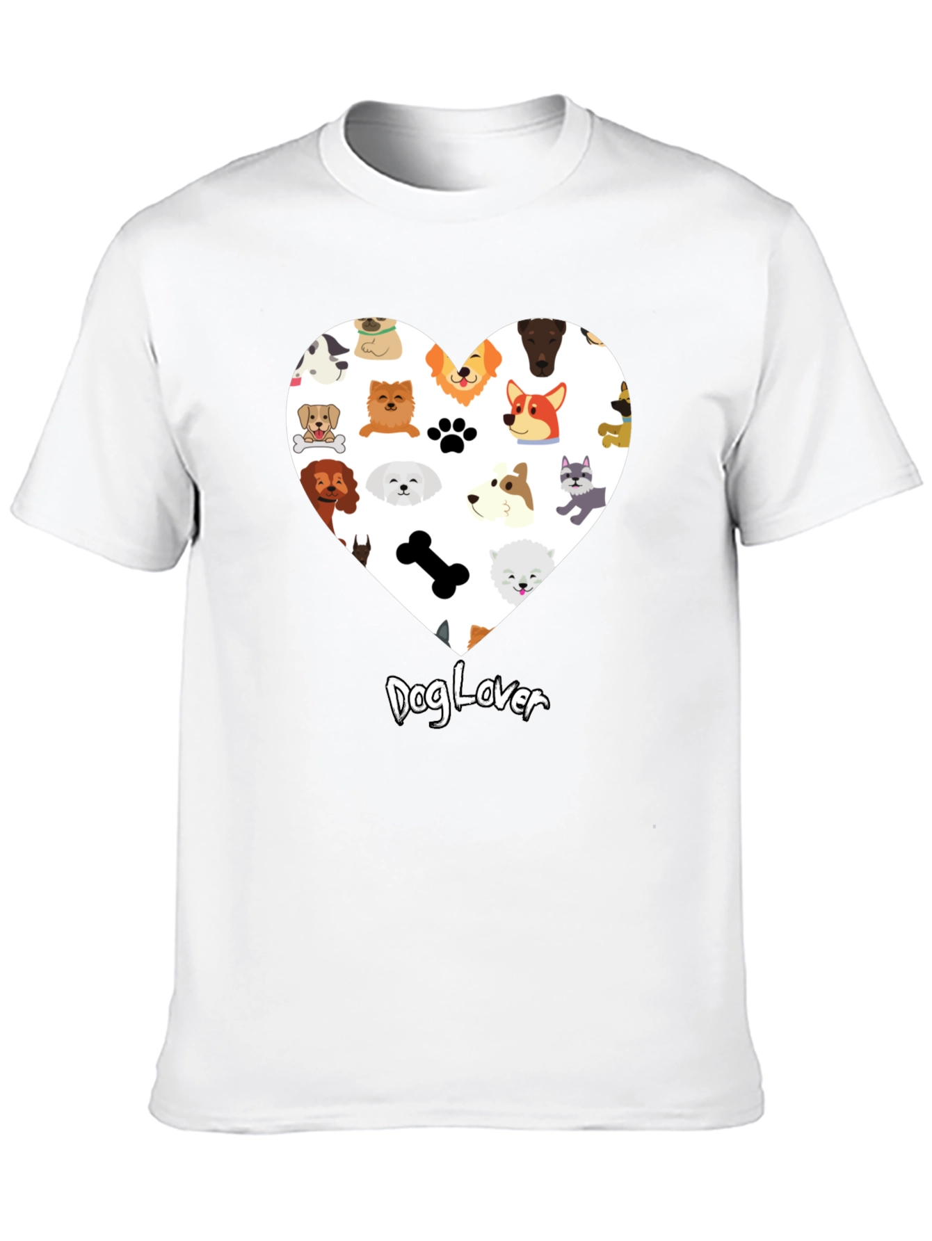 Dog Lover Graphic T-Shirt - Cute Dog Breed Heart Design
