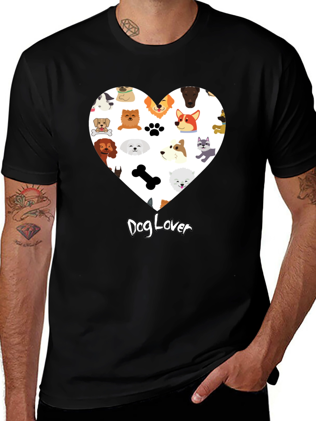 Dog Lover Graphic T-Shirt - Cute Dog Breed Heart Design