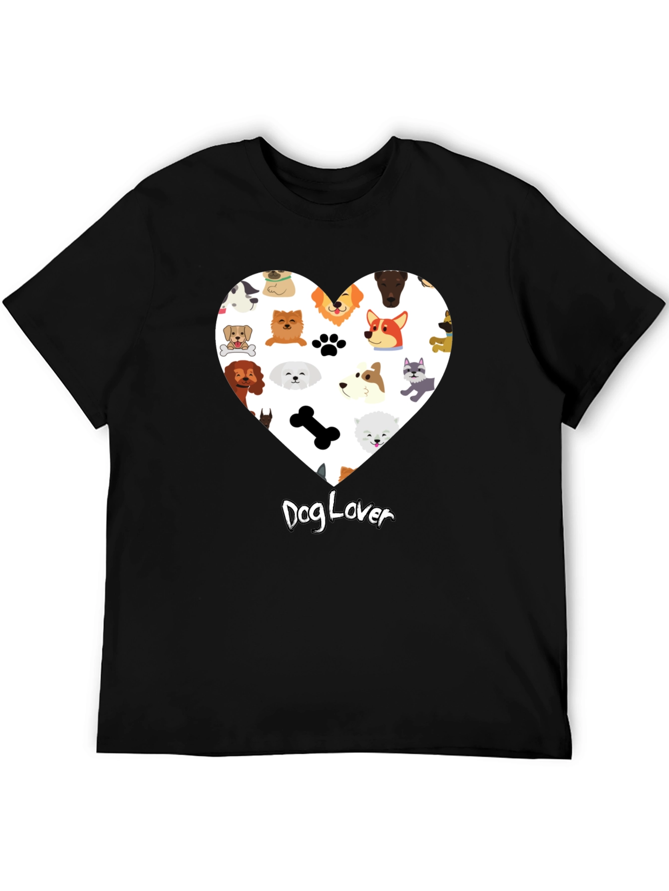 Dog Lover Graphic T-Shirt - Cute Dog Breed Heart Design