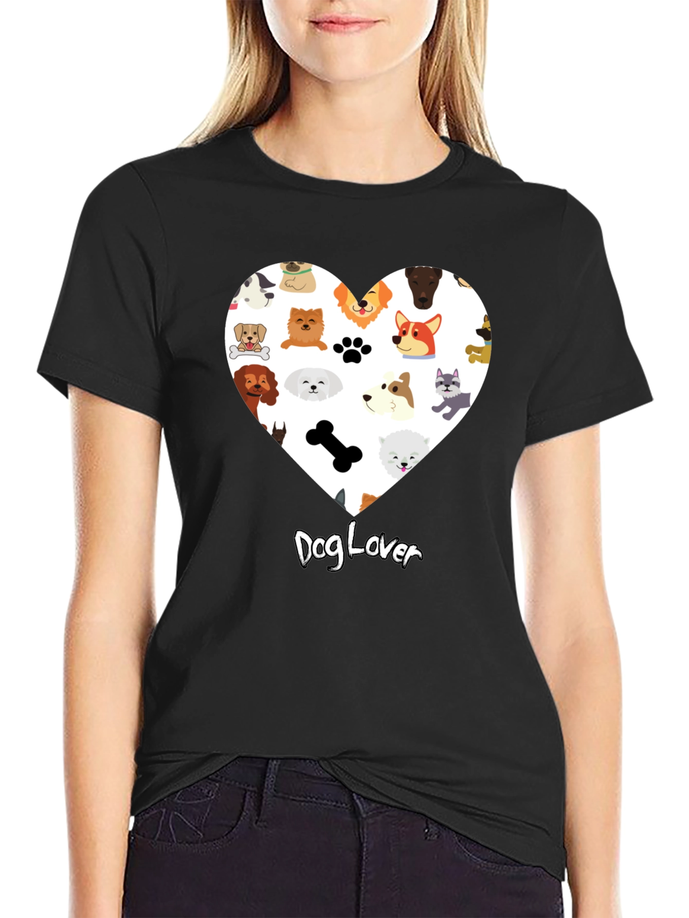 Dog Lover Graphic T-Shirt - Cute Dog Breed Heart Design