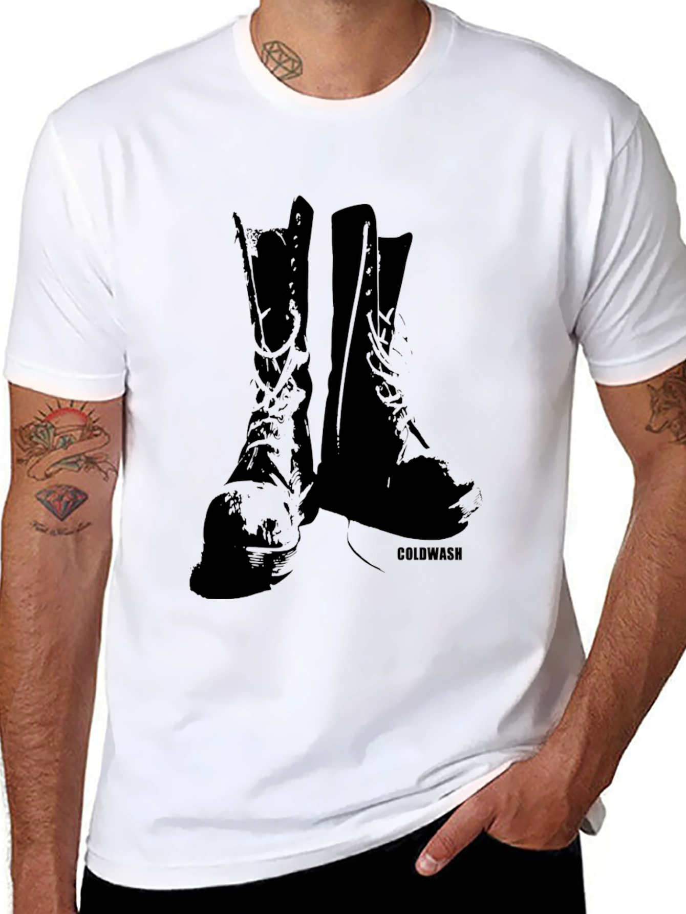 Vintage Boots Graphic Tee - Black Cotton T-Shirt