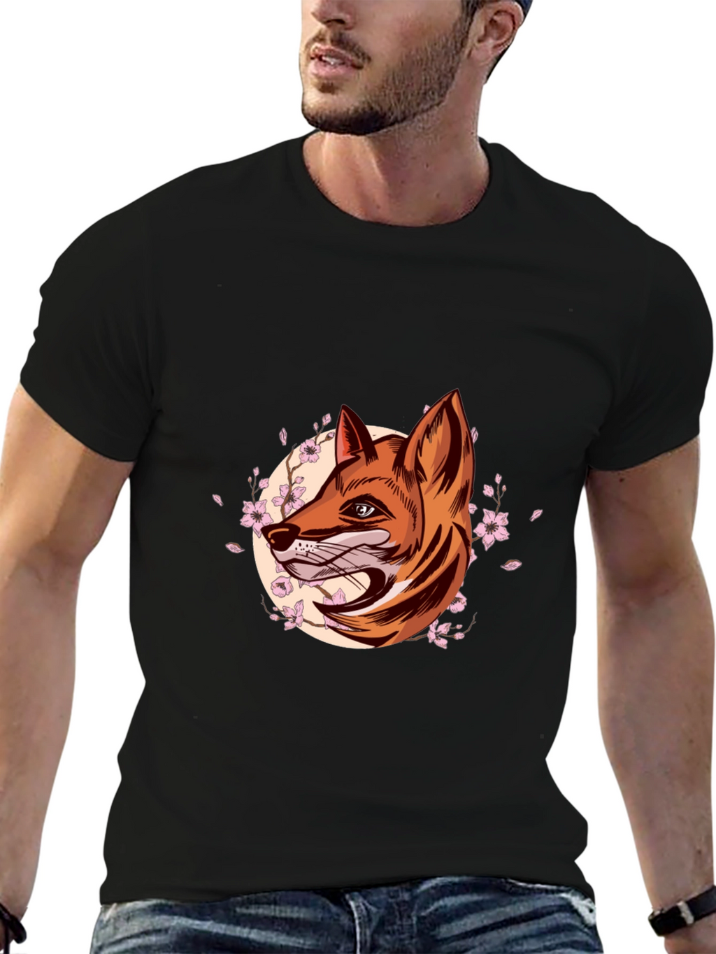 Fox Head Graphic Tee - Stylish Mens Black T-Shirt
