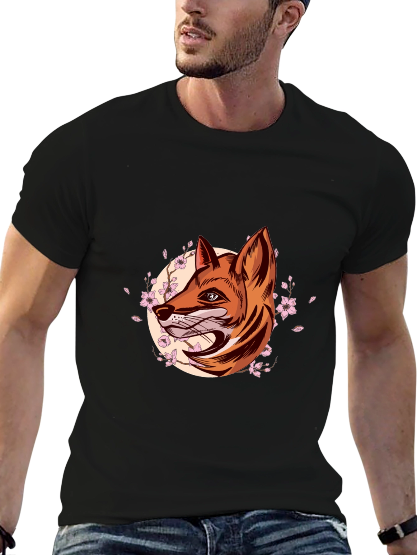 Fox Head Graphic Tee - Stylish Mens Black T-Shirt