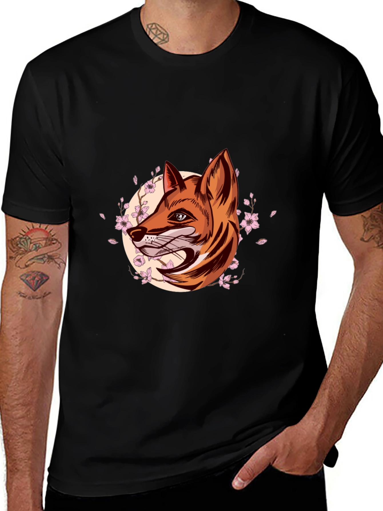 Fox Head Graphic Tee - Stylish Mens Black T-Shirt