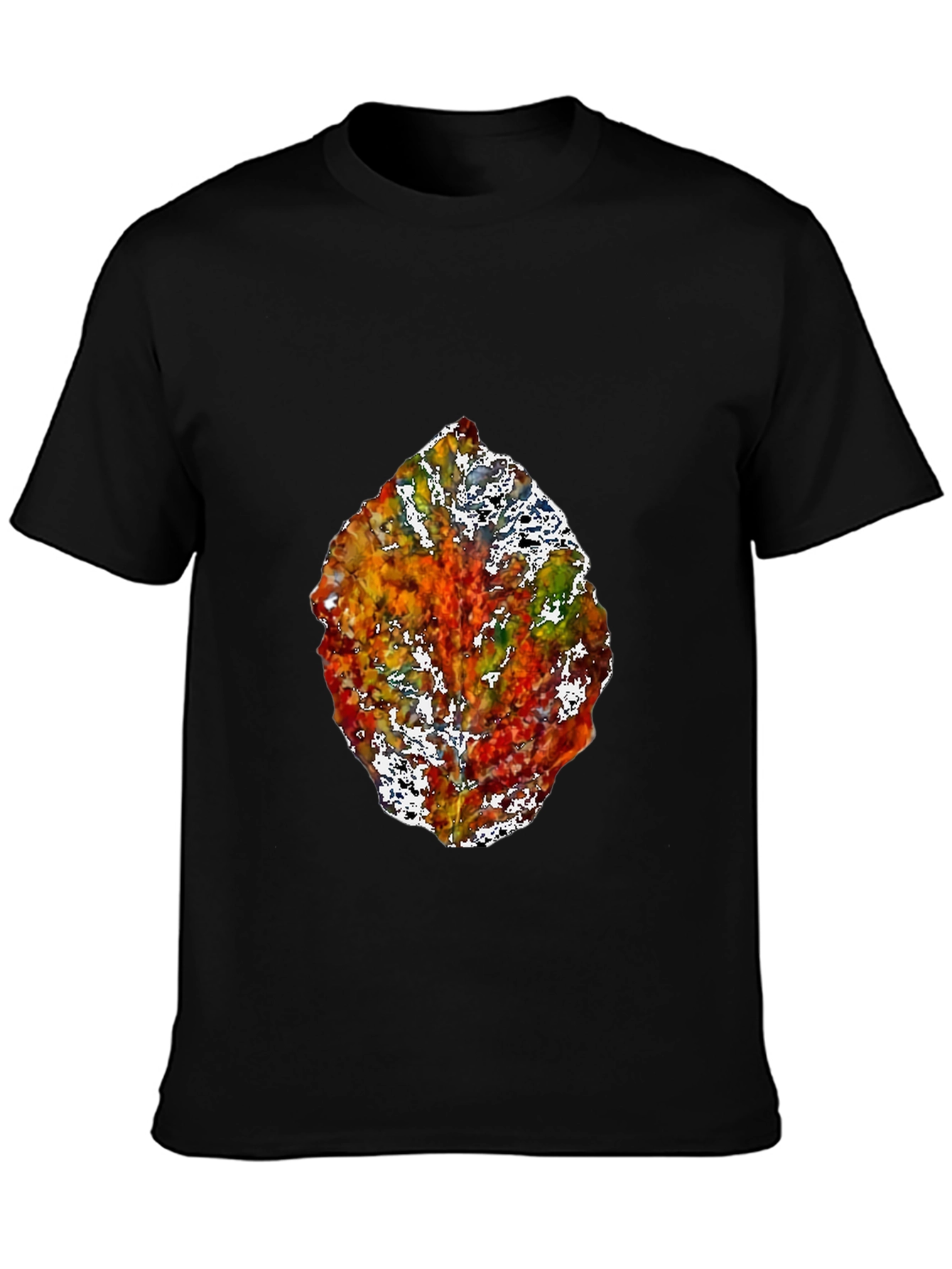 Abstract Leaf Graphic Black T-Shirt