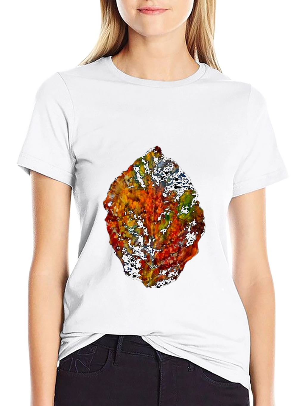 Abstract Leaf Graphic Black T-Shirt