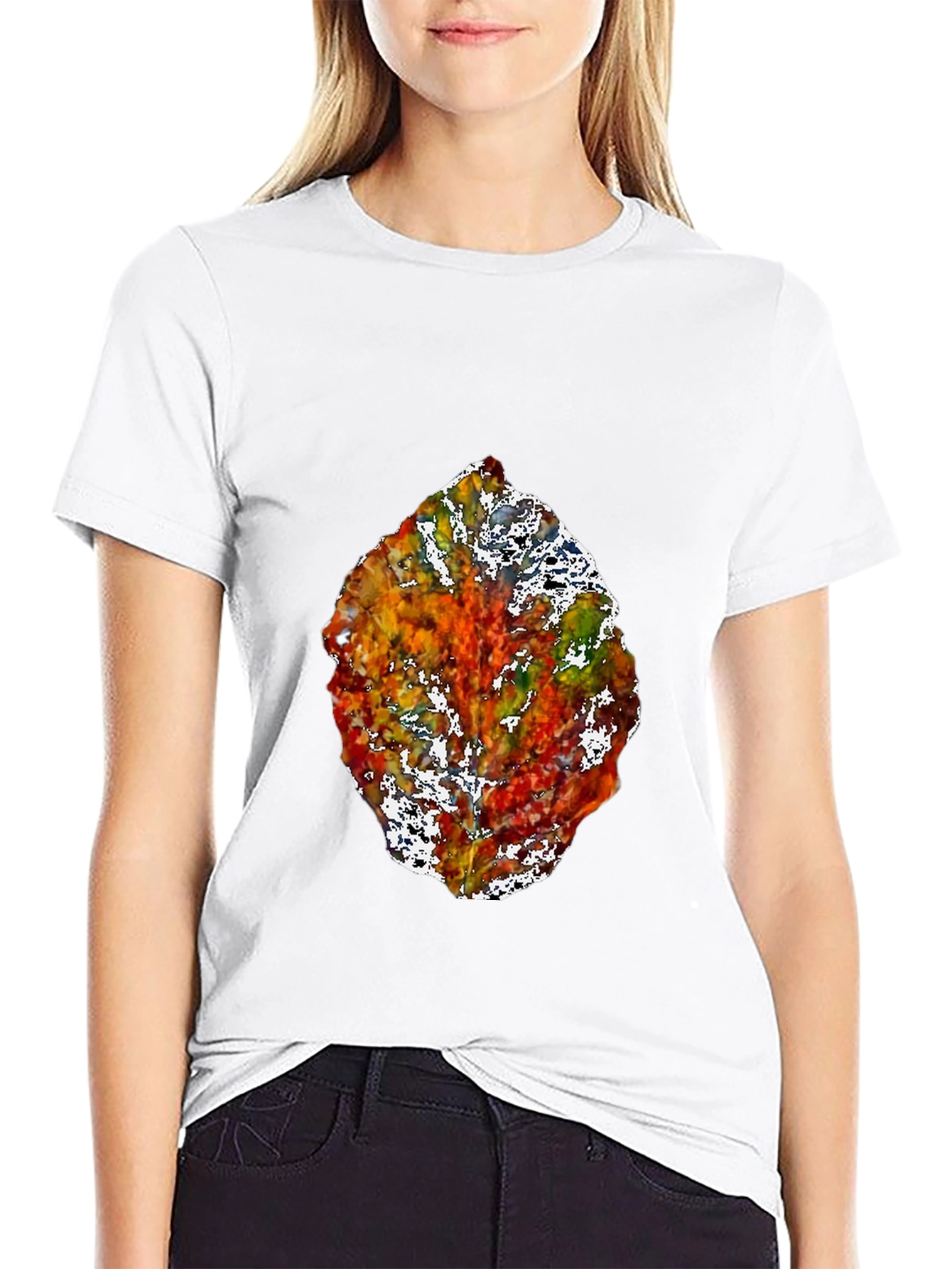 Abstract Leaf Graphic Black T-Shirt