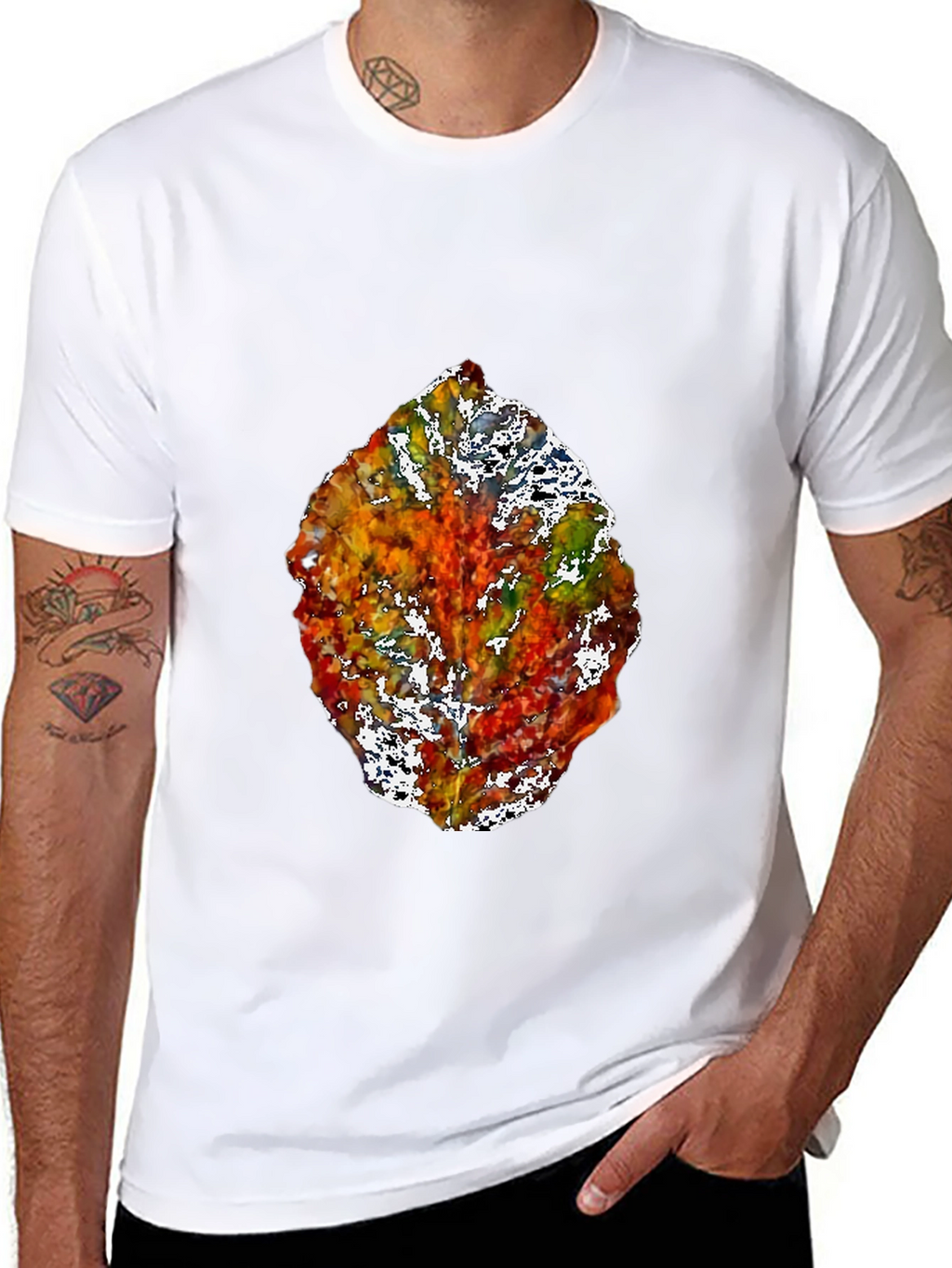 Abstract Leaf Graphic Black T-Shirt