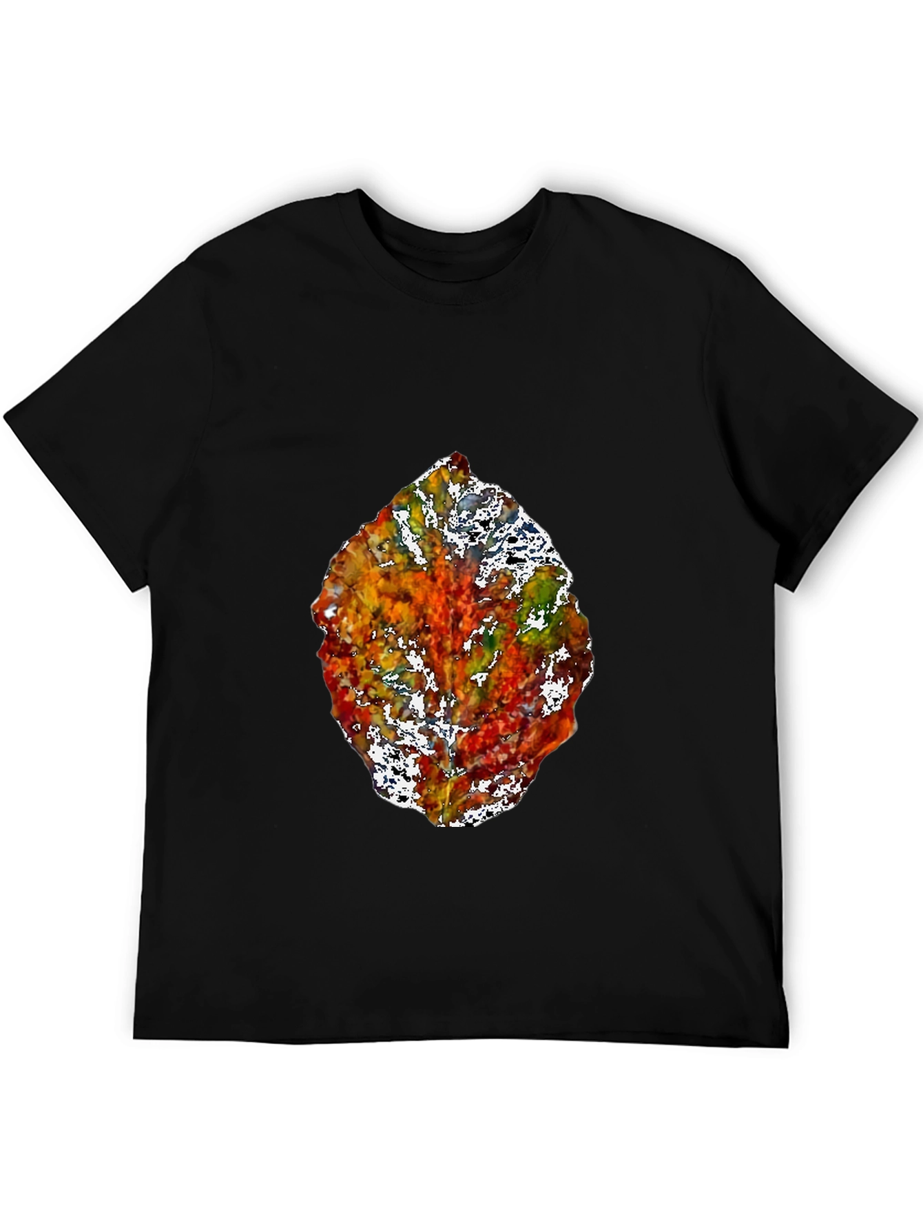 Abstract Leaf Graphic Black T-Shirt