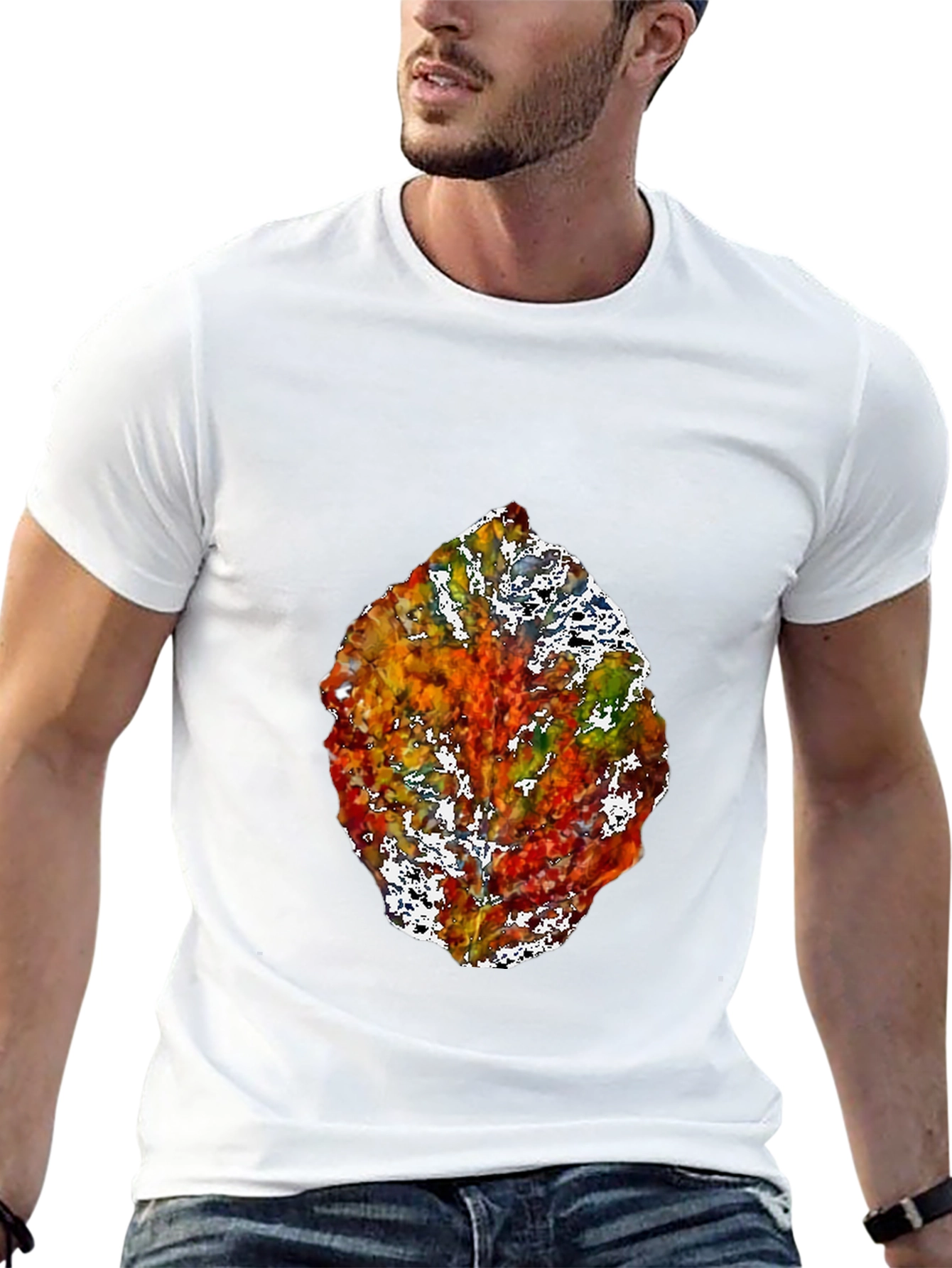 Abstract Leaf Graphic Black T-Shirt