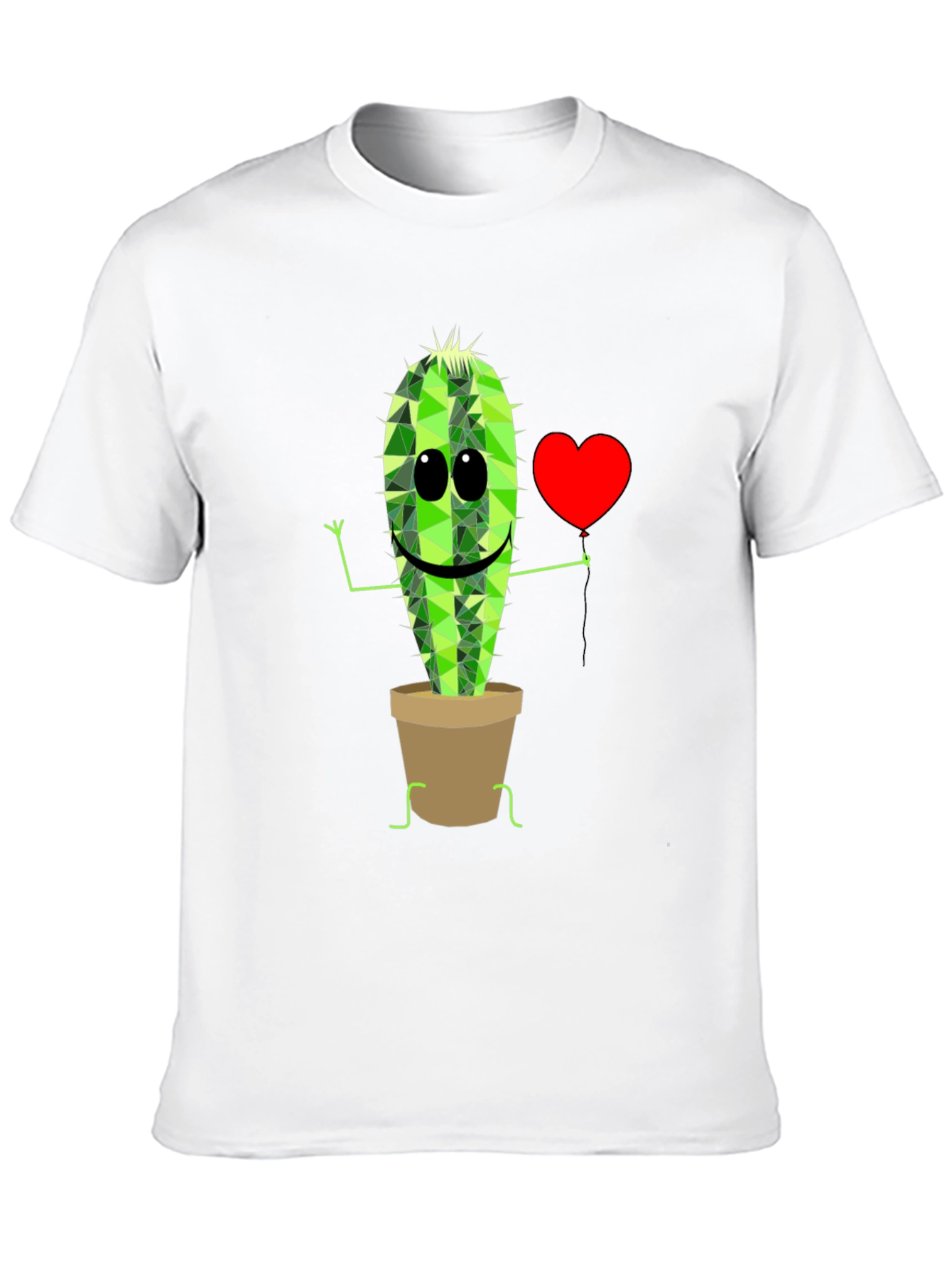 Cute Cactus in Pot Graphic T-Shirt - Black