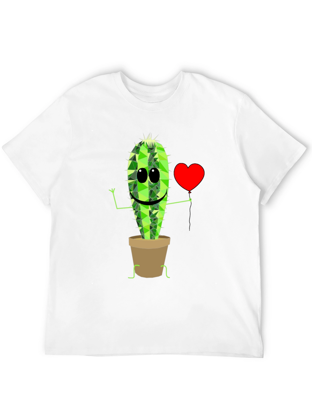 Cute Cactus in Pot Graphic T-Shirt - Black