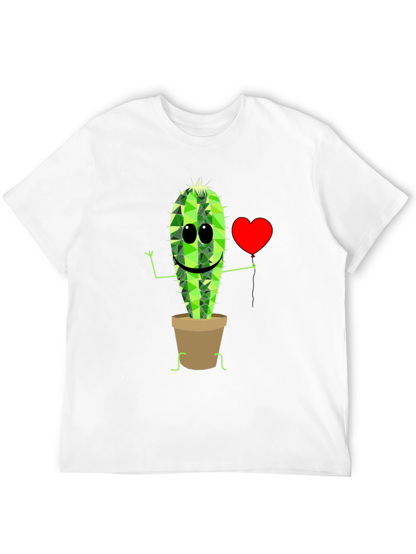 Cute Cactus in Pot Graphic T-Shirt - Black