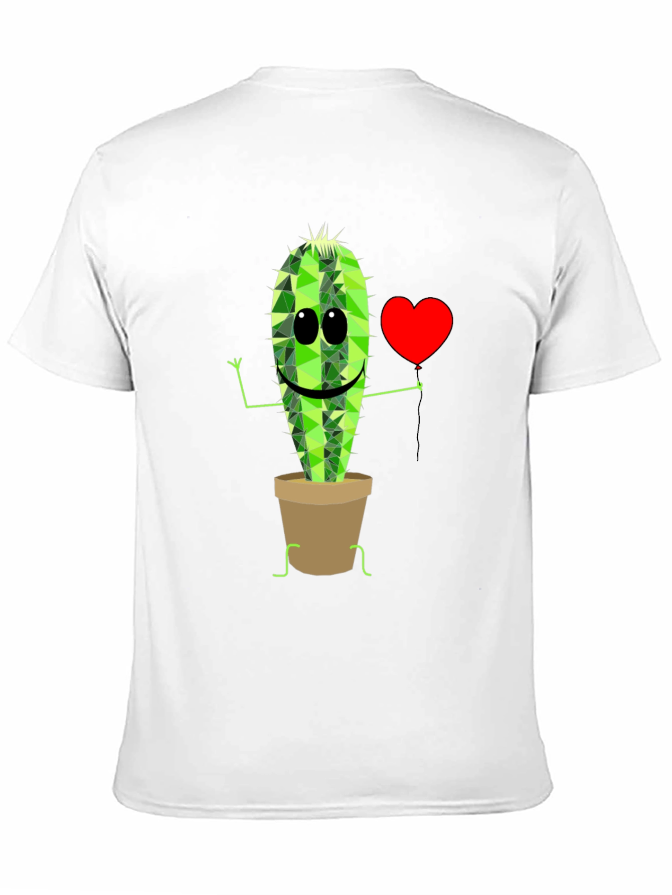 Cute Cactus in Pot Graphic T-Shirt - Black