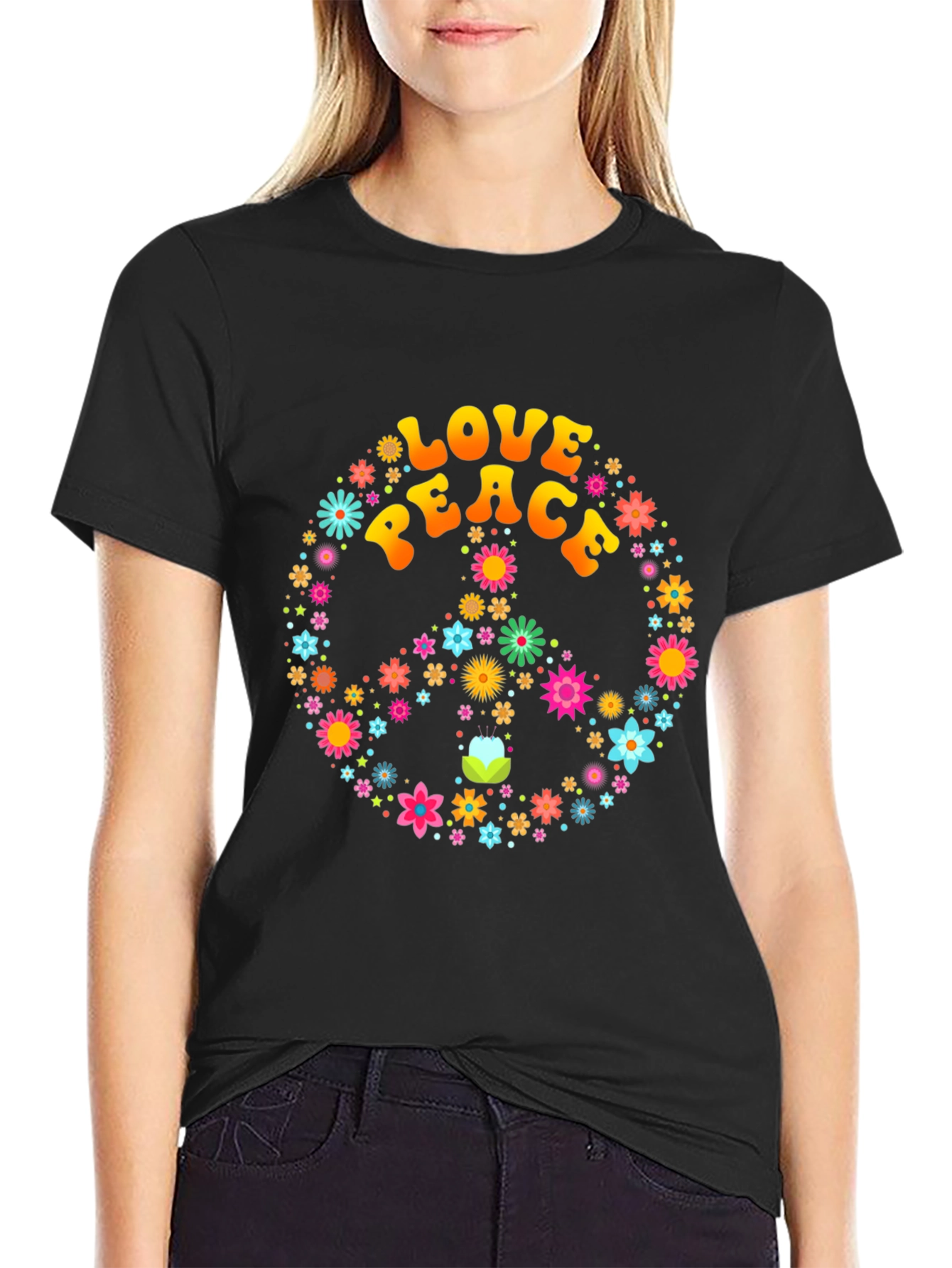 Love and Peace Floral T-Shirt