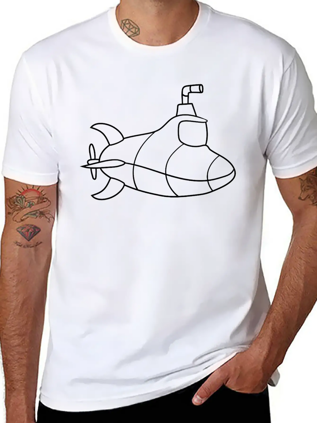 Painted Design Cool Submarine Swim Diving Underwat Unisex Casual T-Shirt – Clean Design For Daily Comfort