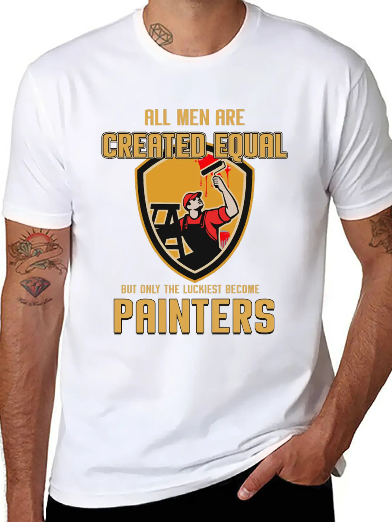 Painter Master Painter Paint Roller Brushwork Gift Stylish Everyday T-Shirt – Unisex Basic Cotton Tee