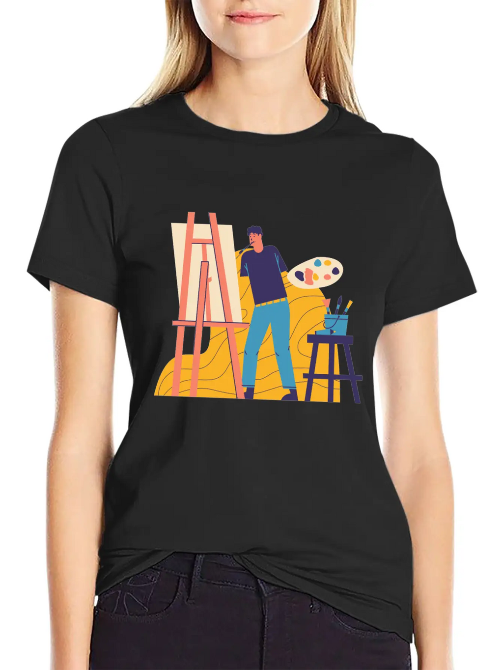 Painting Unisex Short Sleeve Soft Cotton T-Shirt – Casual Everyday Wear