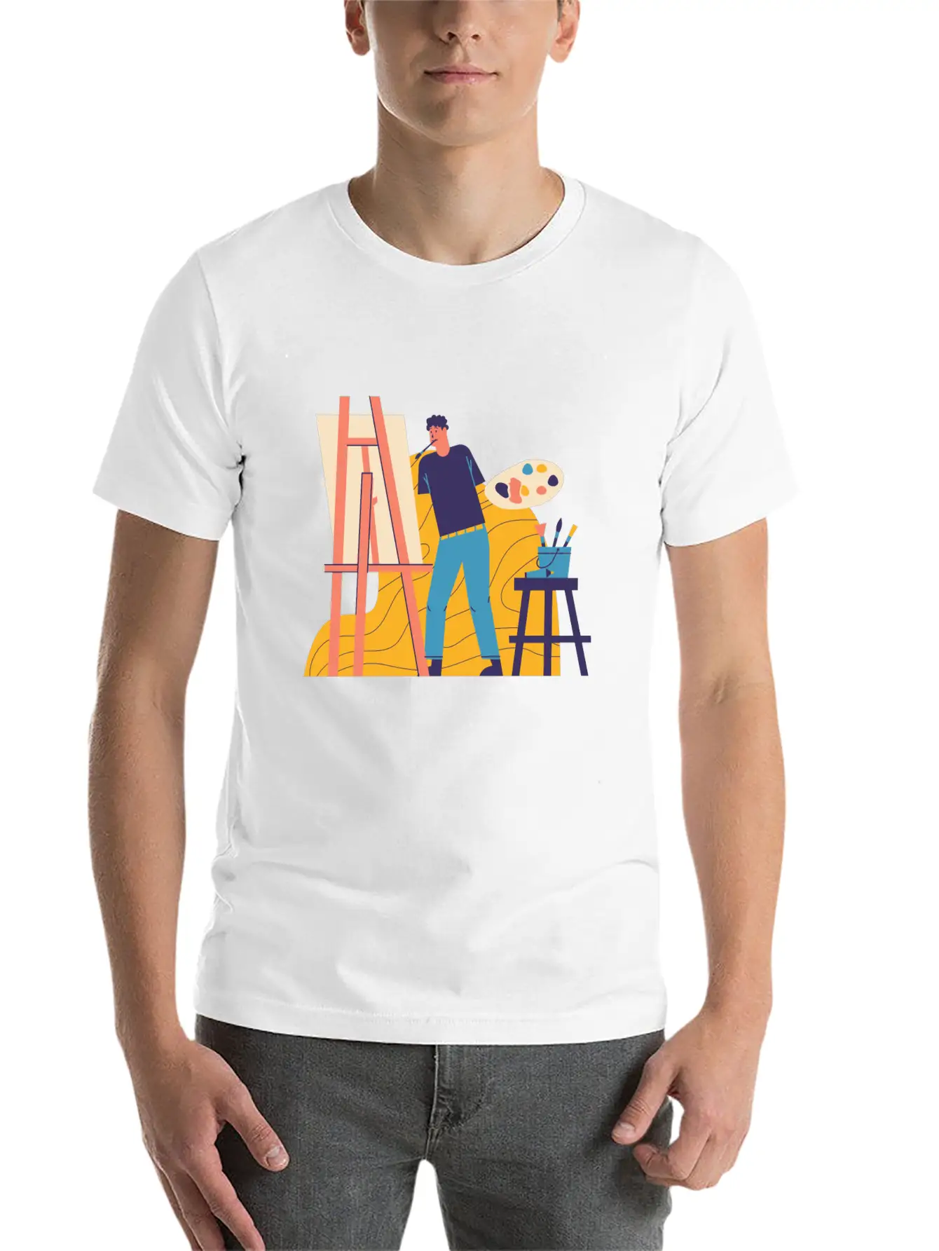Painting Unisex Short Sleeve Soft Cotton T-Shirt – Casual Everyday Wear