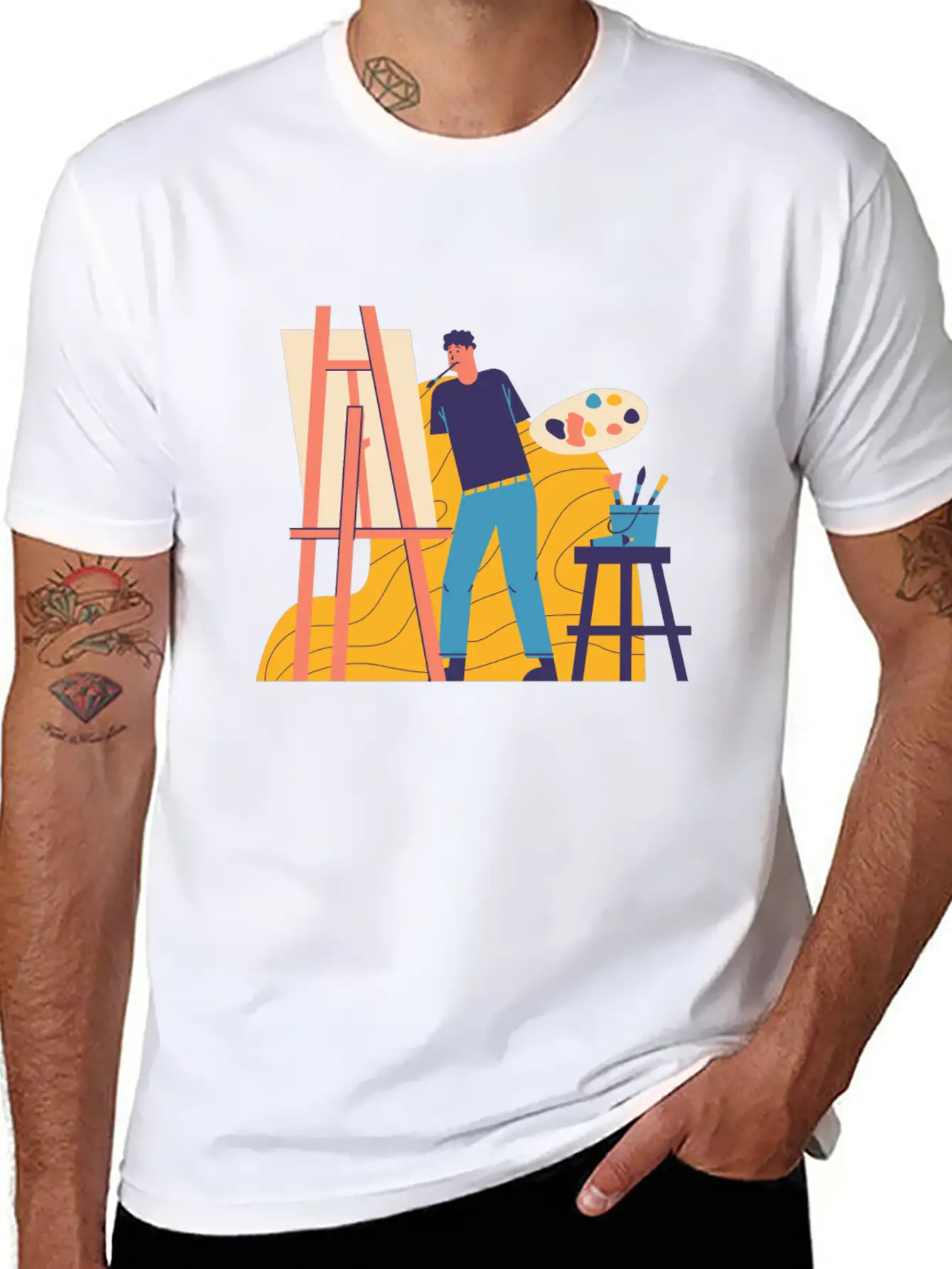 Painting Unisex Short Sleeve Soft Cotton T-Shirt – Casual Everyday Wear
