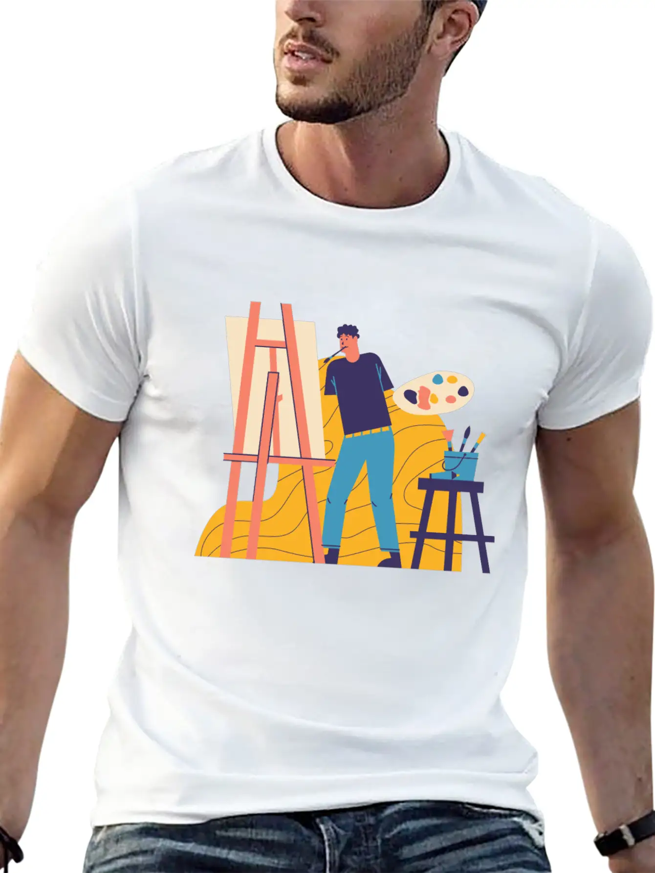 Painting Unisex Short Sleeve Soft Cotton T-Shirt – Casual Everyday Wear