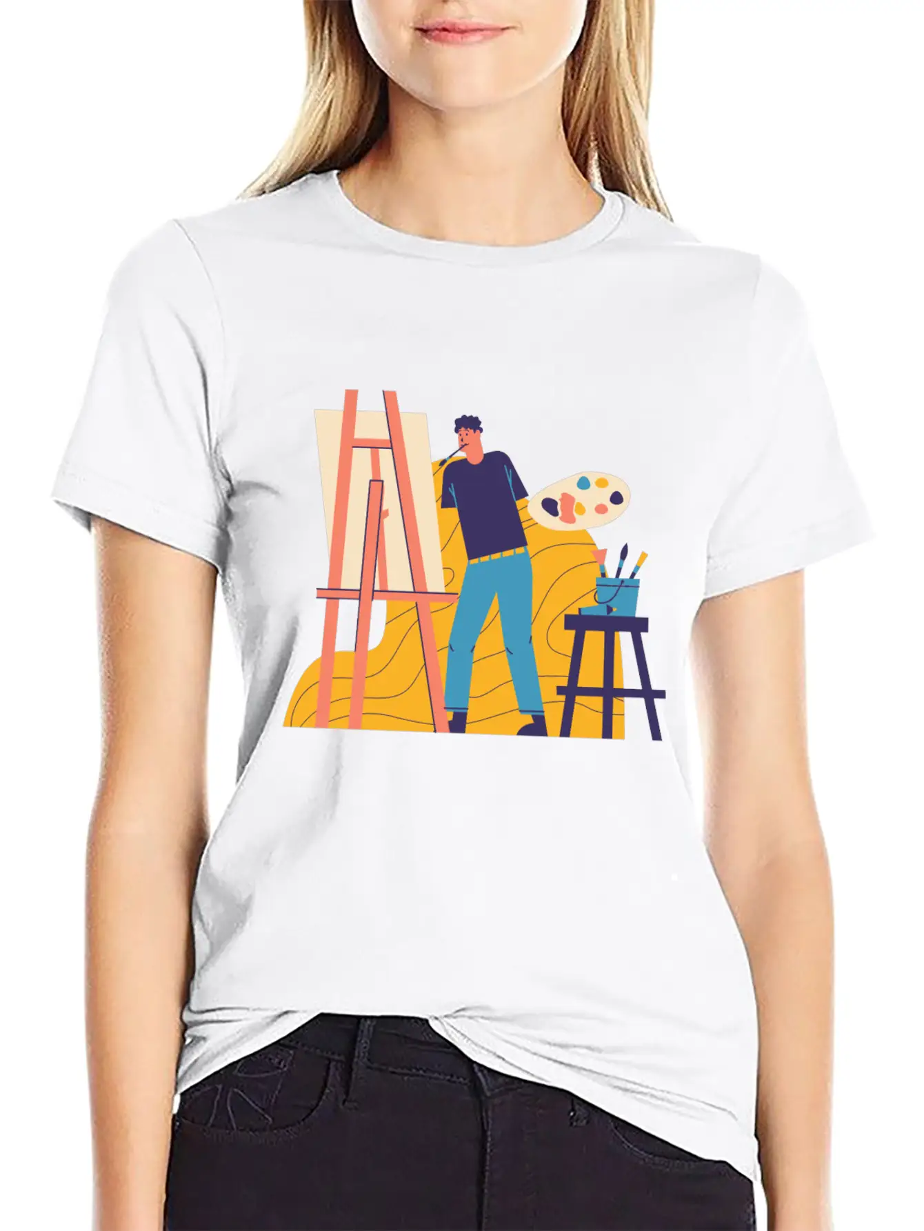 Painting Unisex Short Sleeve Soft Cotton T-Shirt – Casual Everyday Wear