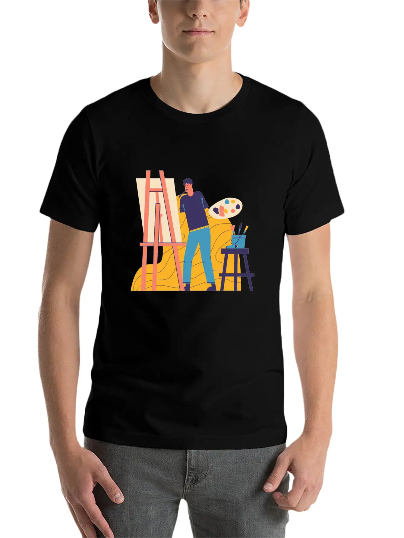 Painting Unisex Short Sleeve Soft Cotton T-Shirt – Casual Everyday Wear