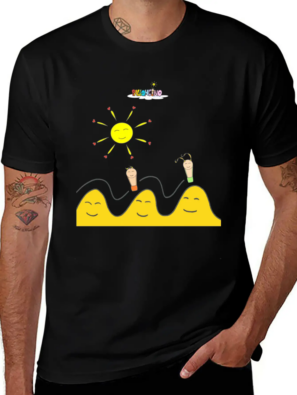 Palloncino & Palloncina Flying On The Hills Unisex Short Sleeve Soft Cotton T-Shirt – Casual Everyday Wear