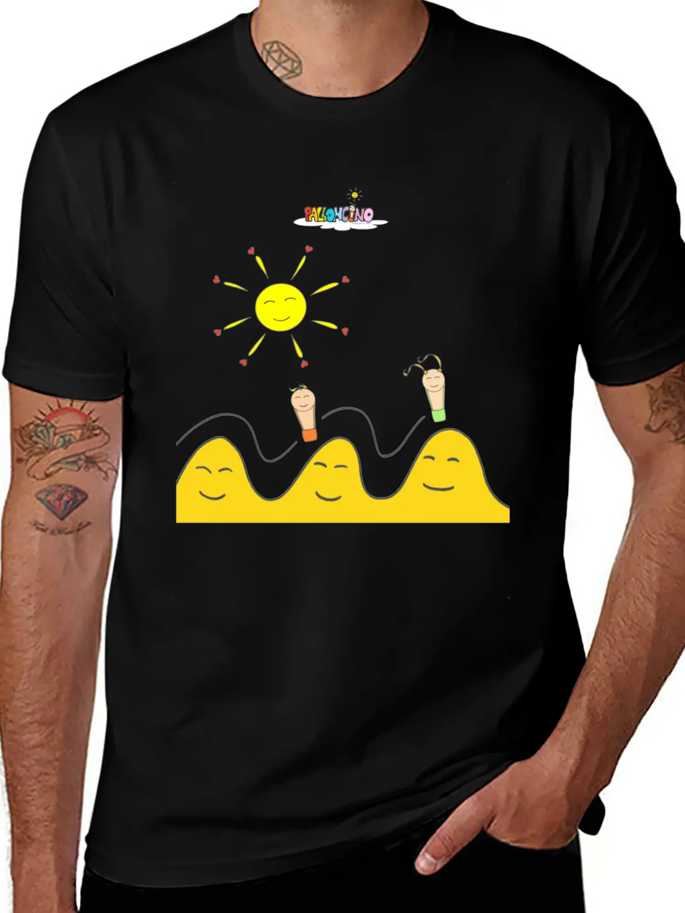 Palloncino & Palloncina Flying On The Hills Unisex Short Sleeve Soft Cotton T-Shirt – Casual Everyday Wear