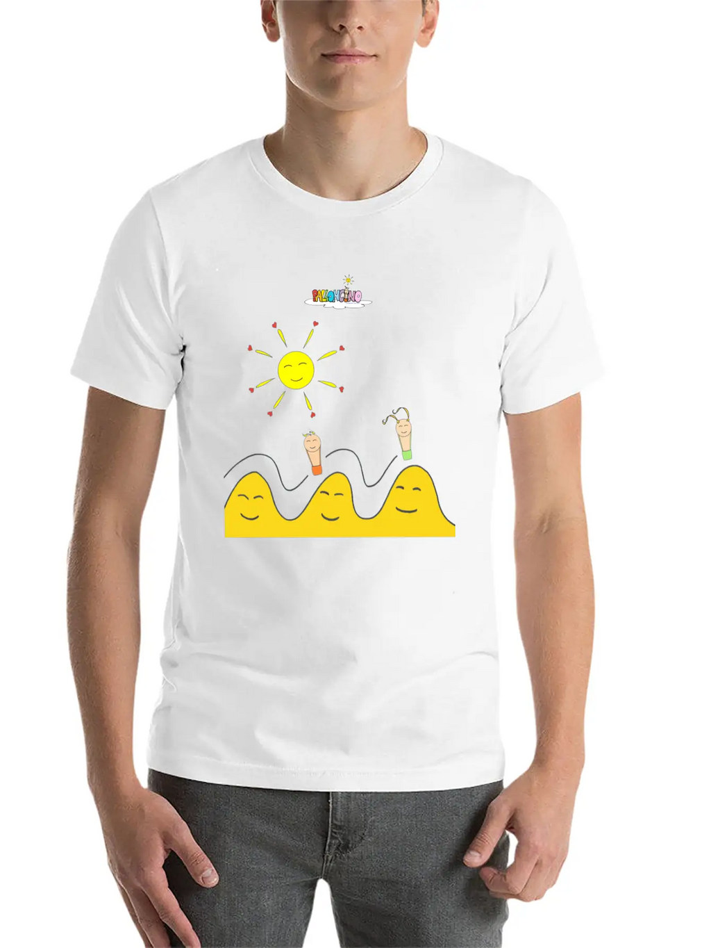 Palloncino & Palloncina Flying On The Hills Unisex Short Sleeve Soft Cotton T-Shirt – Casual Everyday Wear