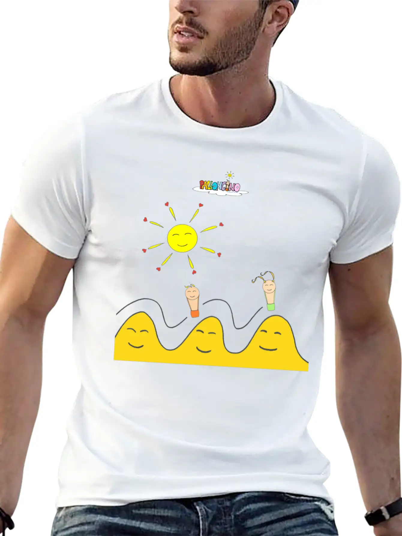 Palloncino & Palloncina Flying On The Hills Unisex Short Sleeve Soft Cotton T-Shirt – Casual Everyday Wear