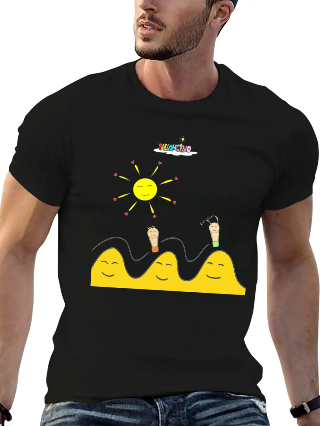 Palloncino & Palloncina Flying On The Hills Unisex Short Sleeve Soft Cotton T-Shirt – Casual Everyday Wear