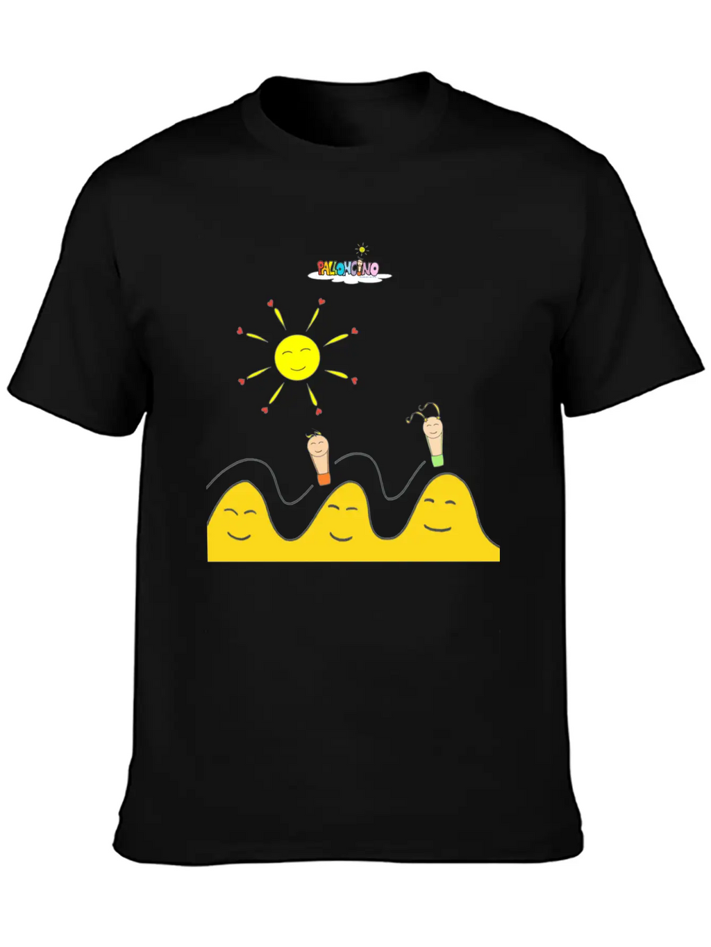 Palloncino & Palloncina Flying On The Hills Unisex Short Sleeve Soft Cotton T-Shirt – Casual Everyday Wear
