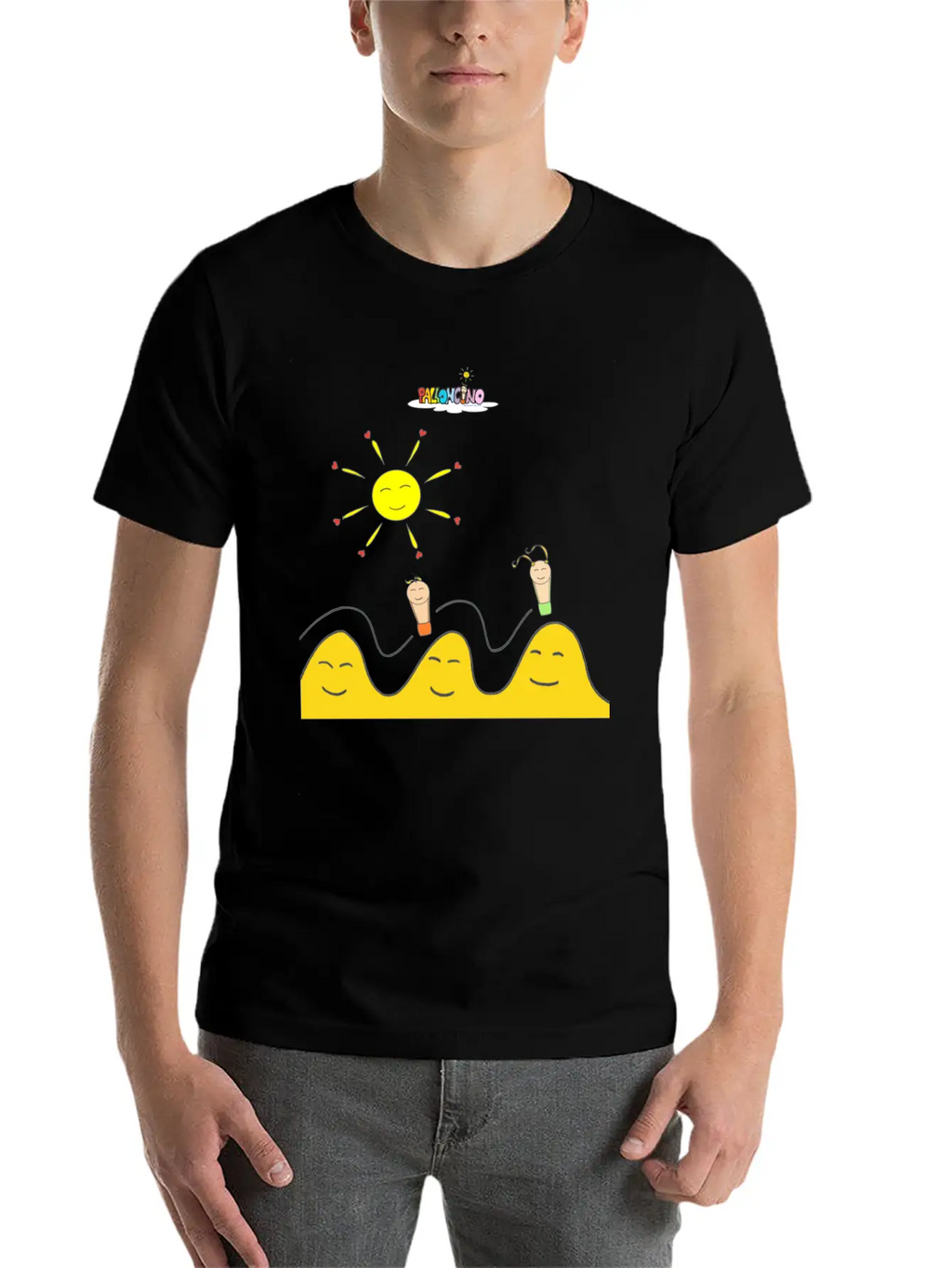 Palloncino & Palloncina Flying On The Hills Unisex Short Sleeve Soft Cotton T-Shirt – Casual Everyday Wear