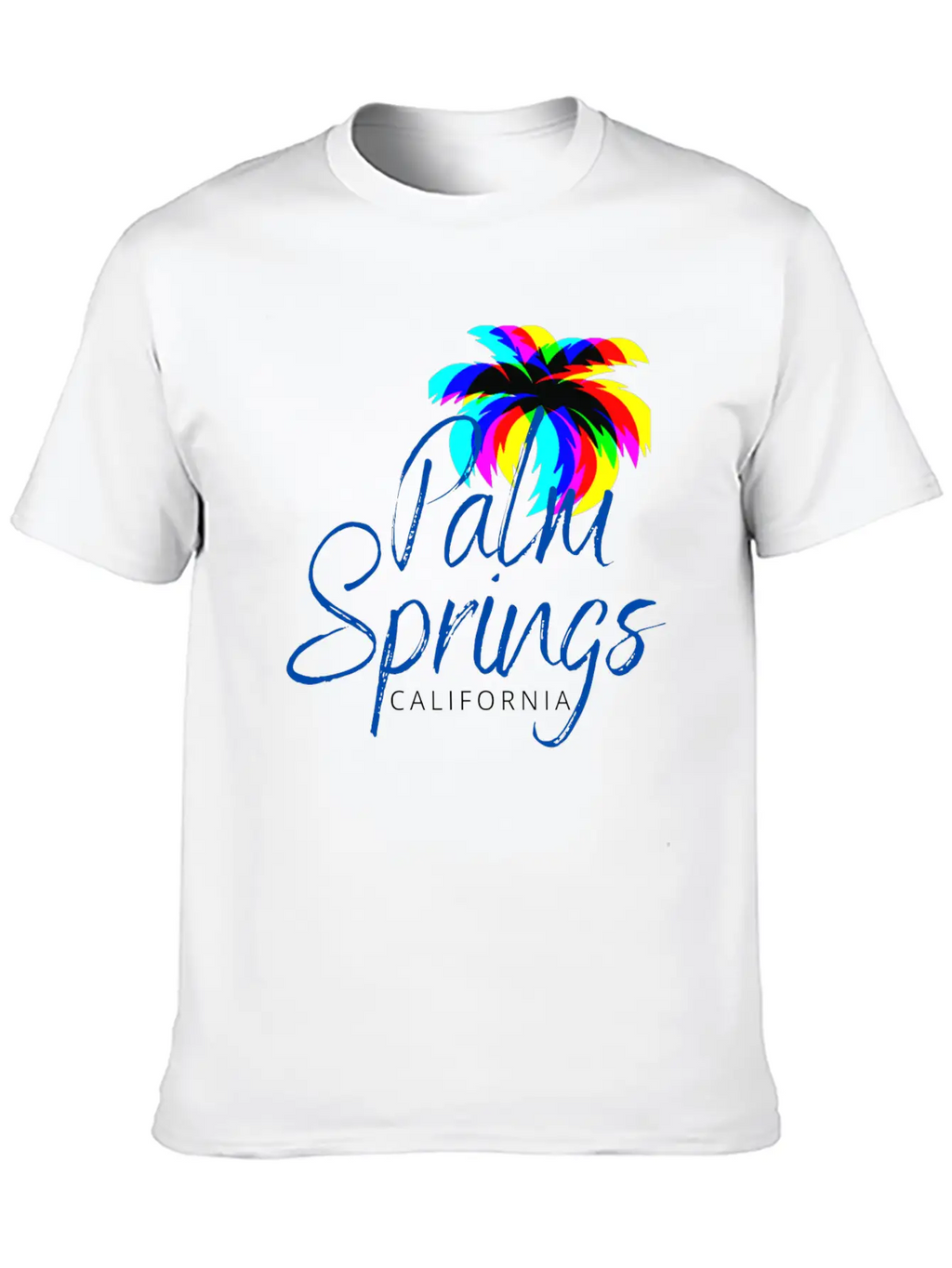 Palm Springs Neon Tree (Blue) Unisex Casual T-Shirt – Clean Design For Daily Comfort