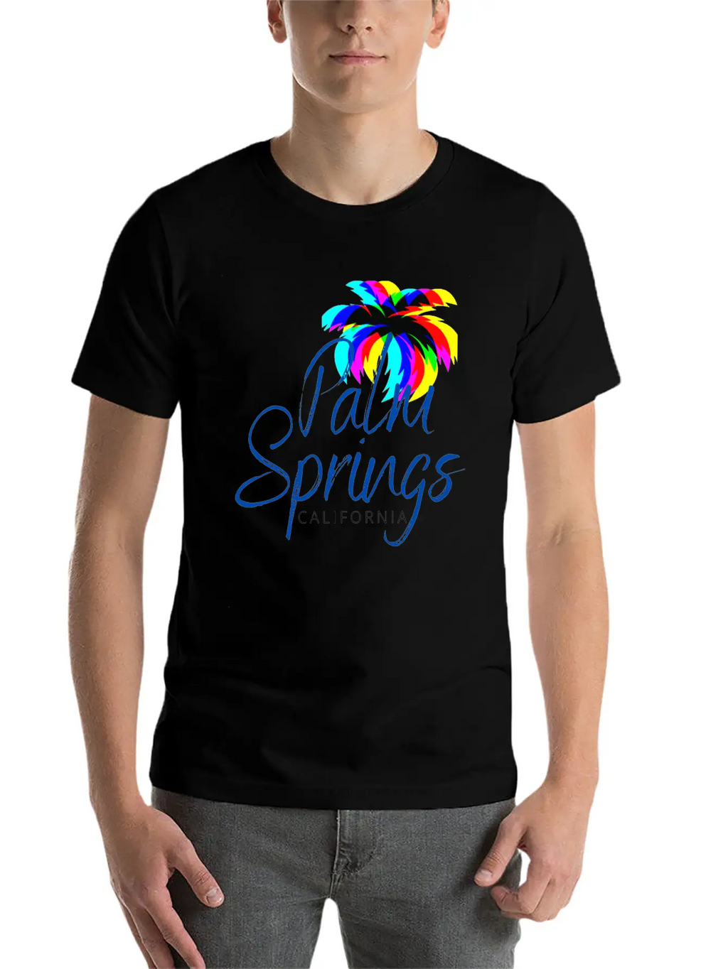 Palm Springs Neon Tree (Blue) Unisex Casual T-Shirt – Clean Design For Daily Comfort