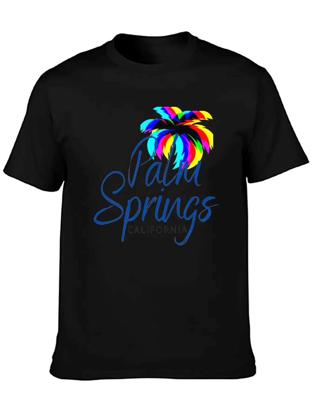 Palm Springs Neon Tree (Blue) Unisex Casual T-Shirt – Clean Design For Daily Comfort
