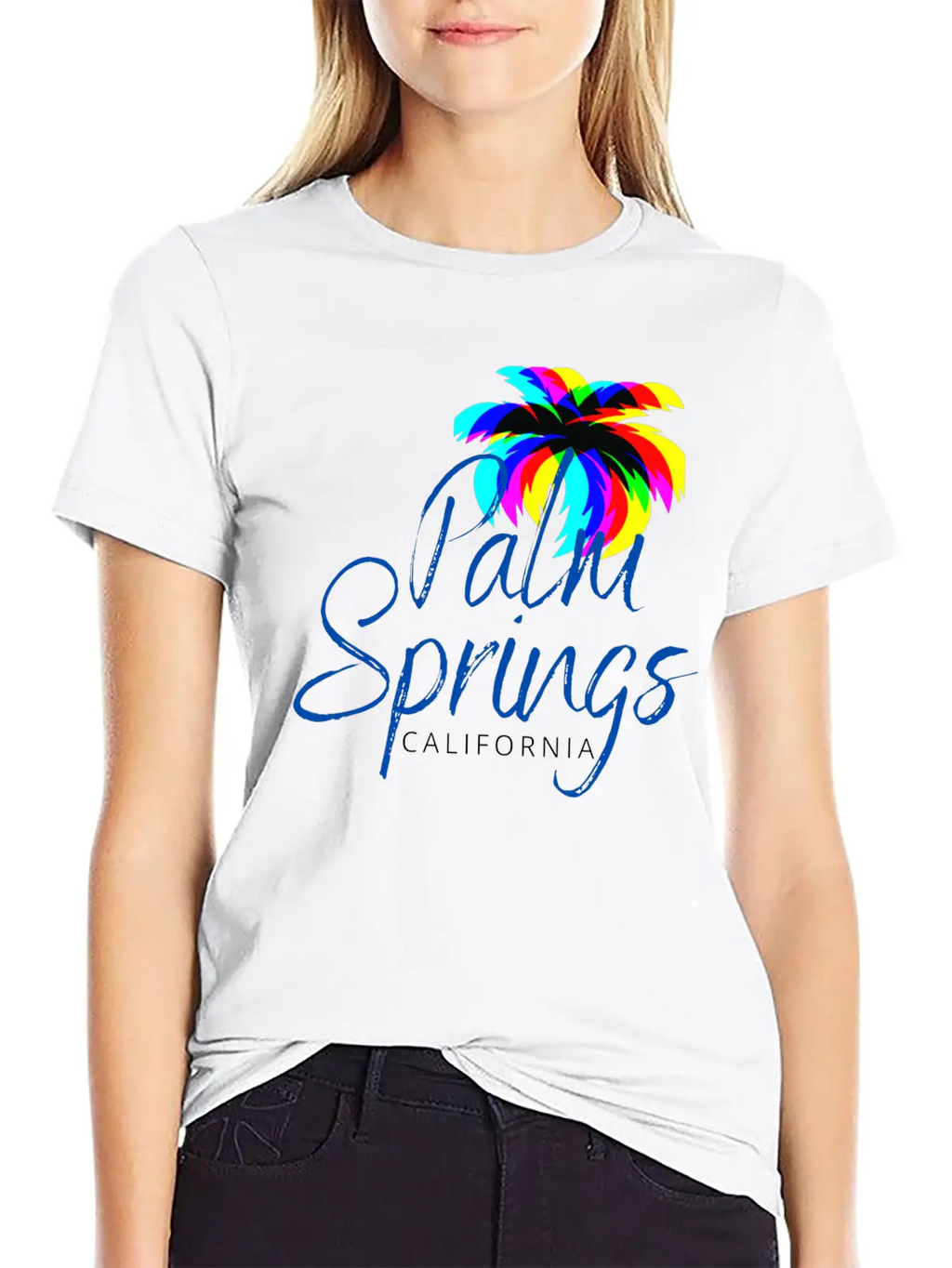 Palm Springs Neon Tree (Blue) Unisex Casual T-Shirt – Clean Design For Daily Comfort
