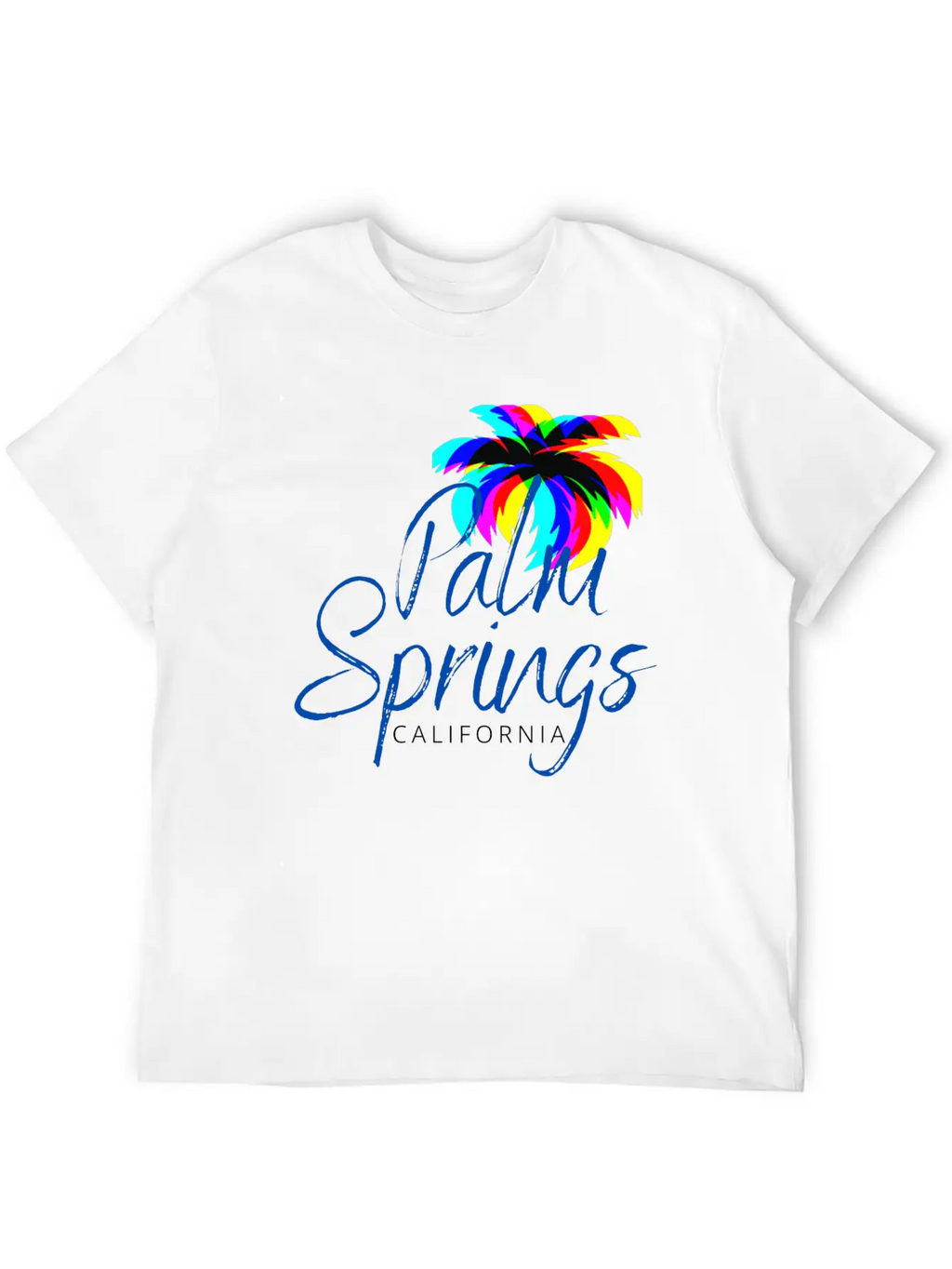 Palm Springs Neon Tree (Blue) Unisex Casual T-Shirt – Clean Design For Daily Comfort