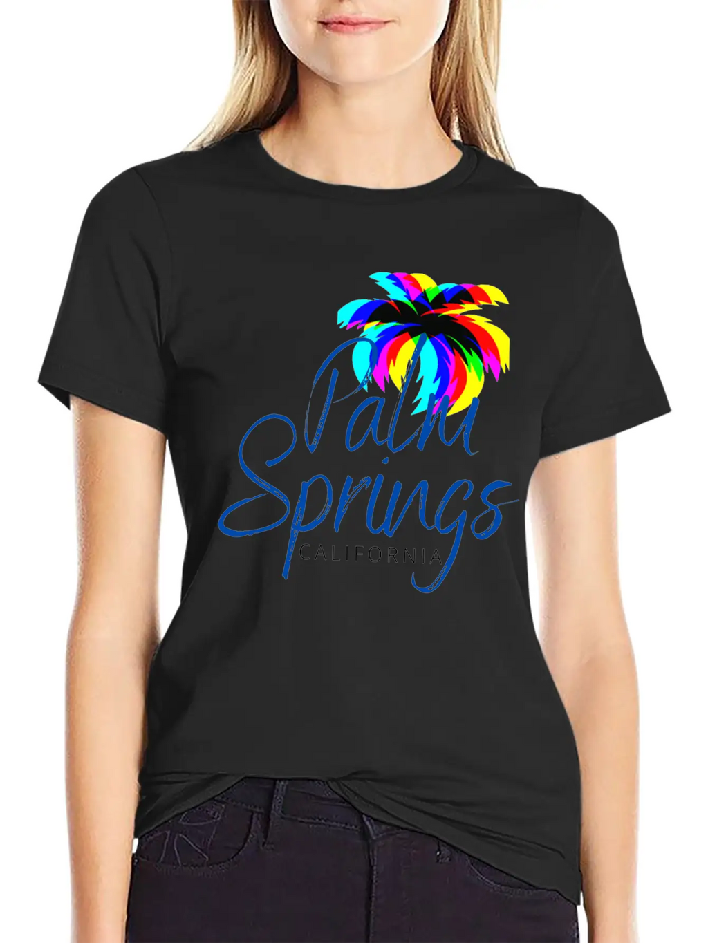 Palm Springs Neon Tree (Blue) Unisex Casual T-Shirt – Clean Design For Daily Comfort