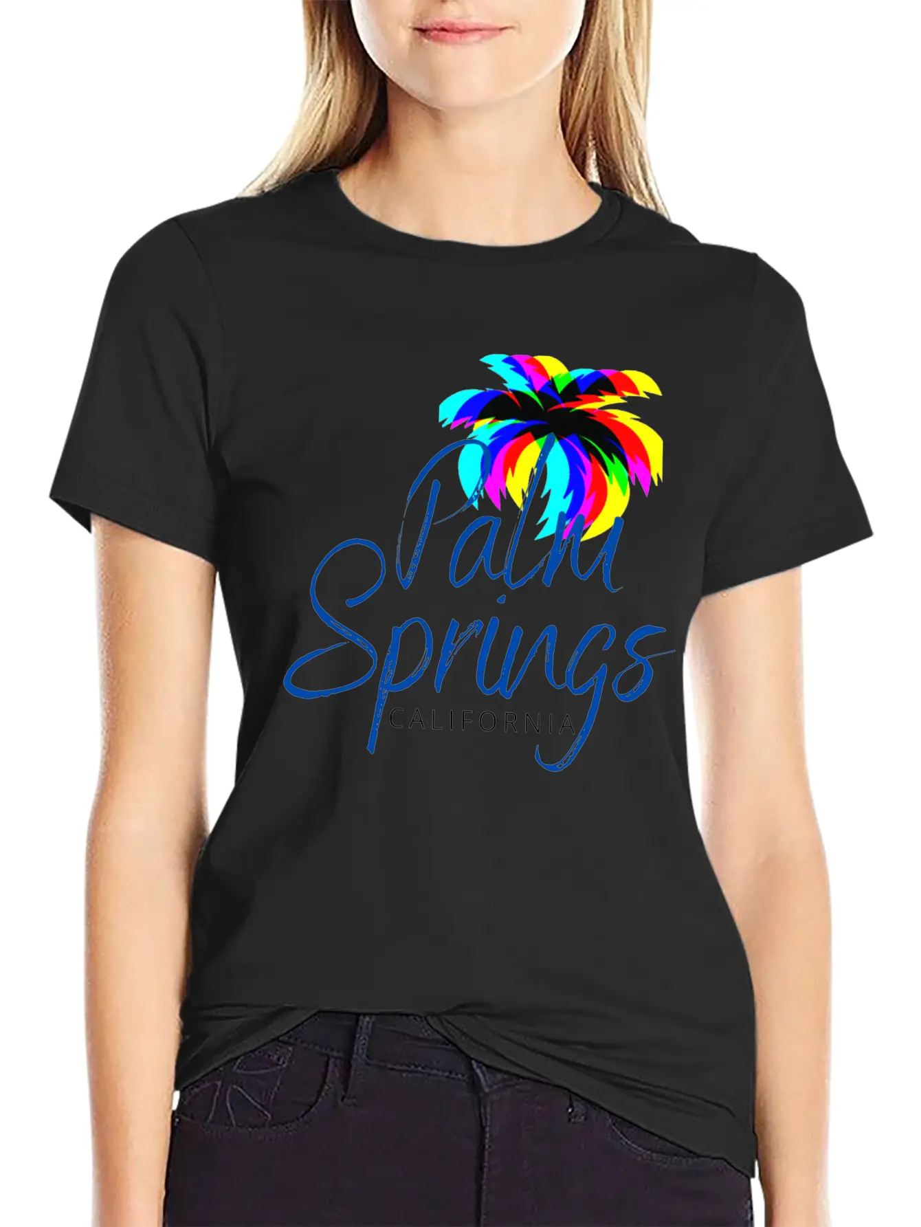 Palm Springs Neon Tree (Blue) Unisex Casual T-Shirt – Clean Design For Daily Comfort